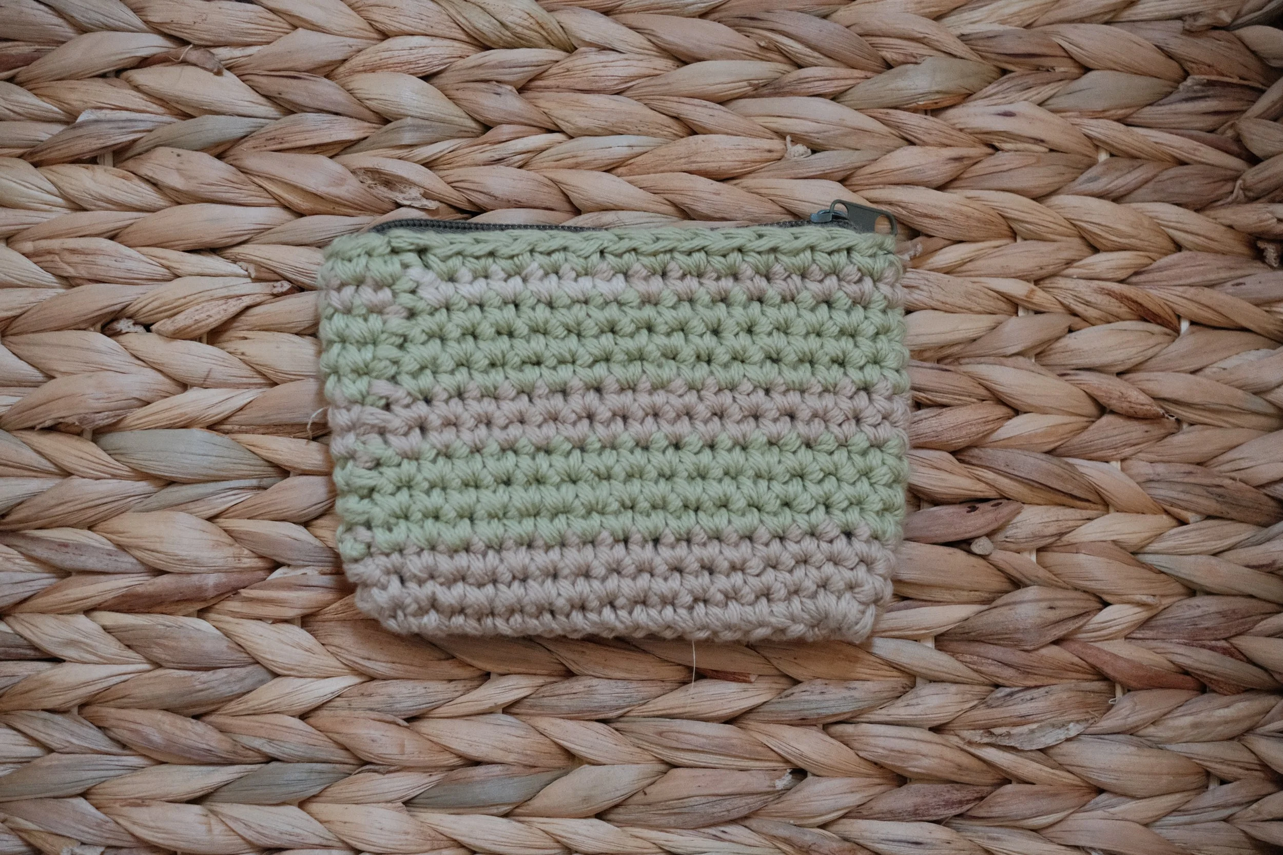 Wallet - sage & tan stripe