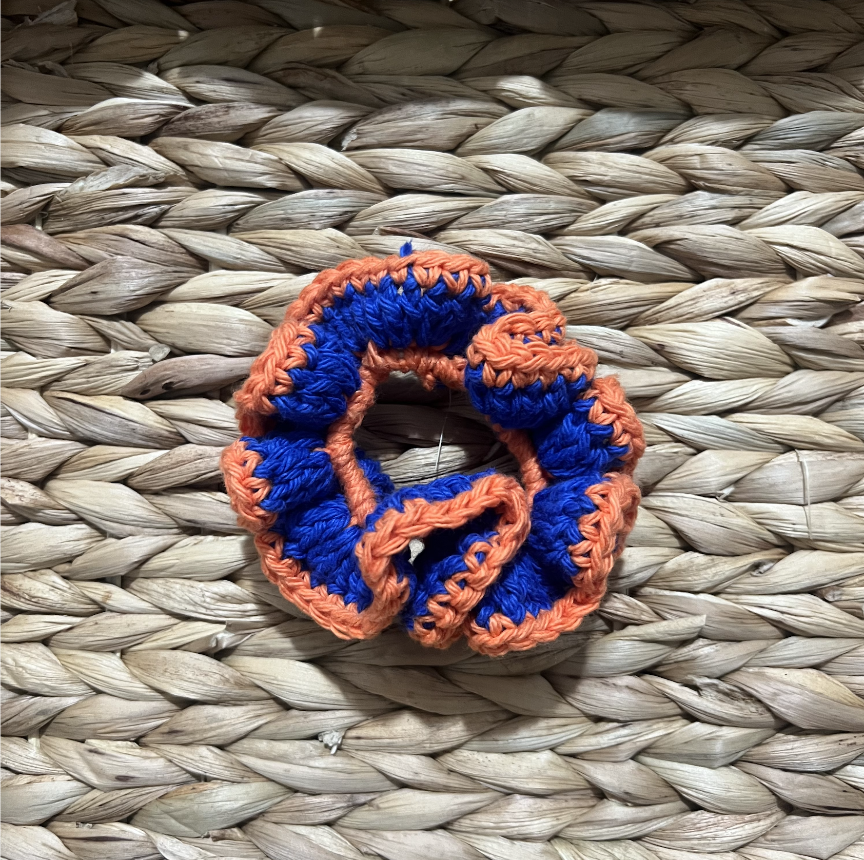 Scrunchie - blue & orange
