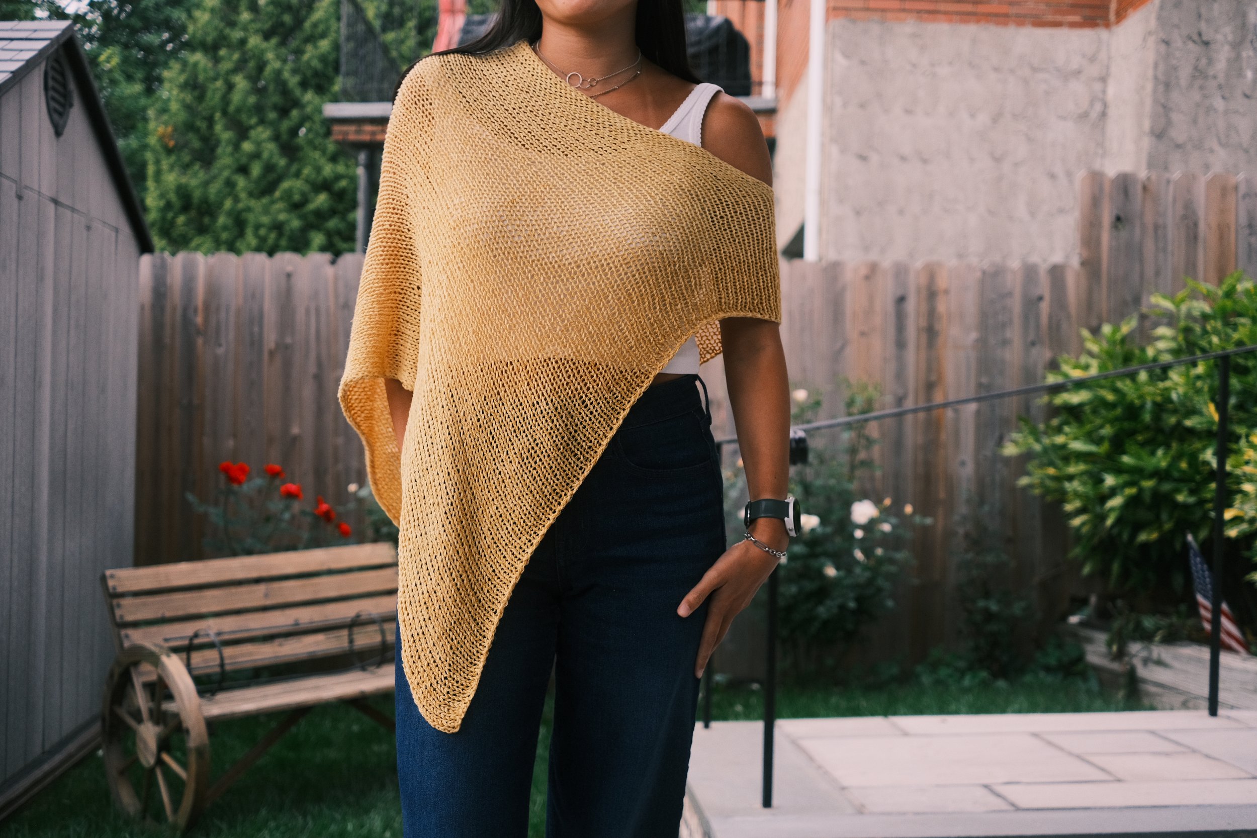 Yellow Cotton Poncho