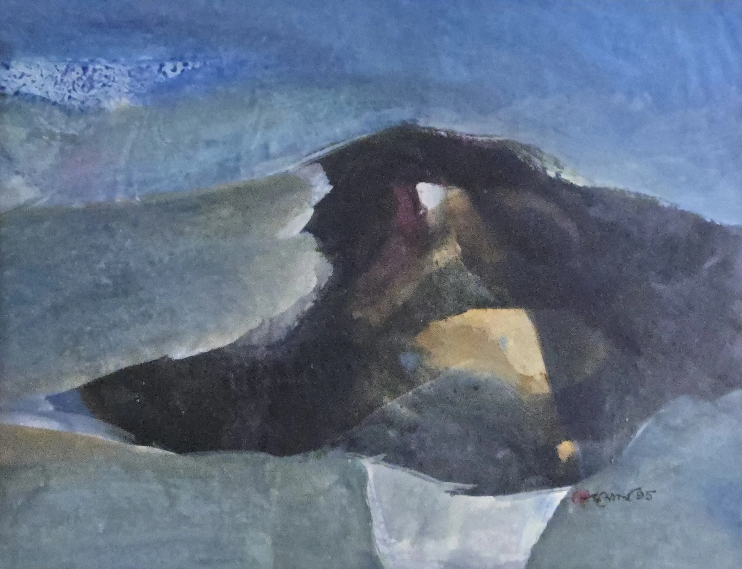 M K Bardhan Acrylic-030: Acrylic, 24 x 19 inches, 1995