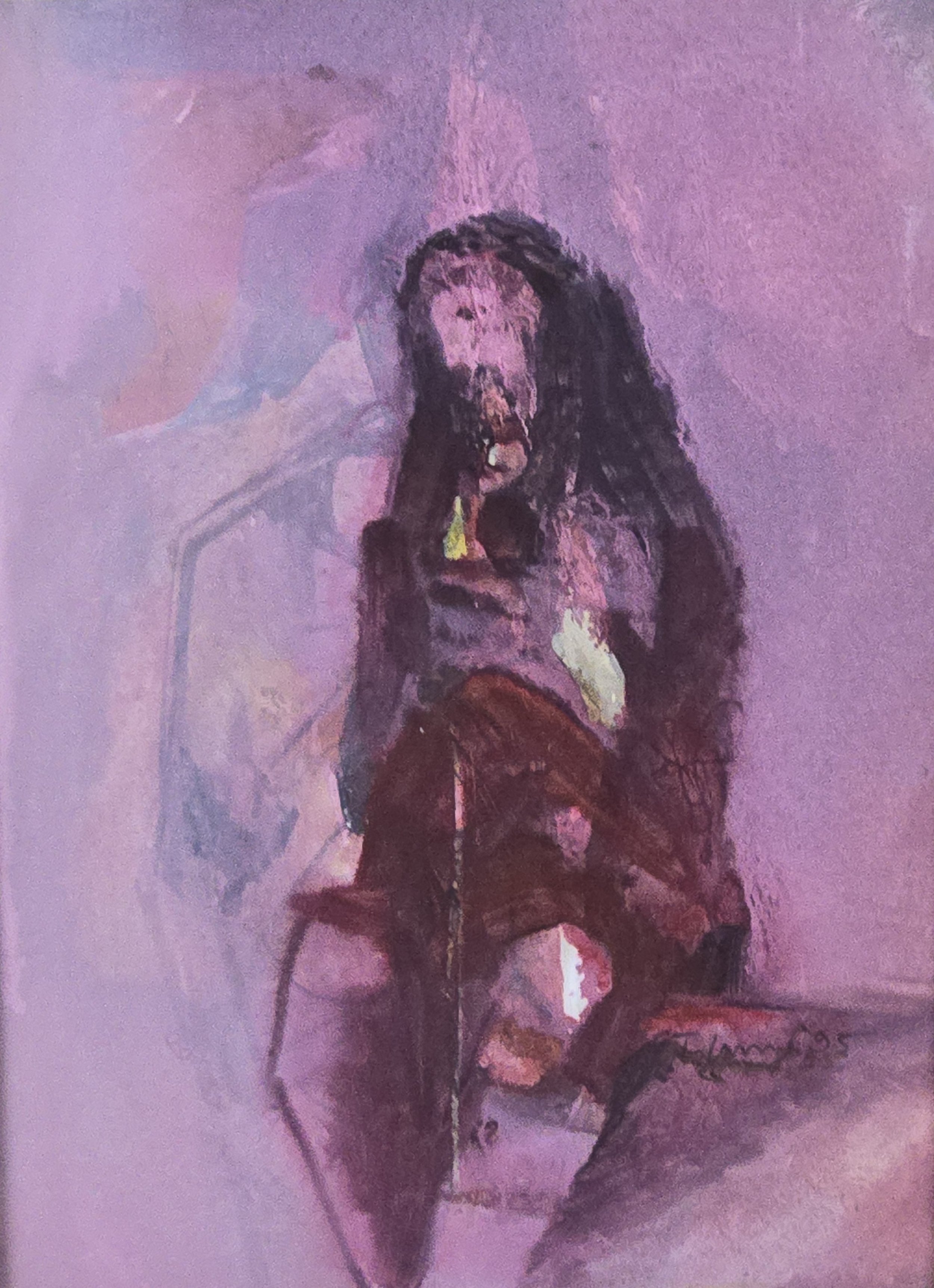 M K Bardhan Acrylic-019: Acrylic, 10 x 14 inches, 1995