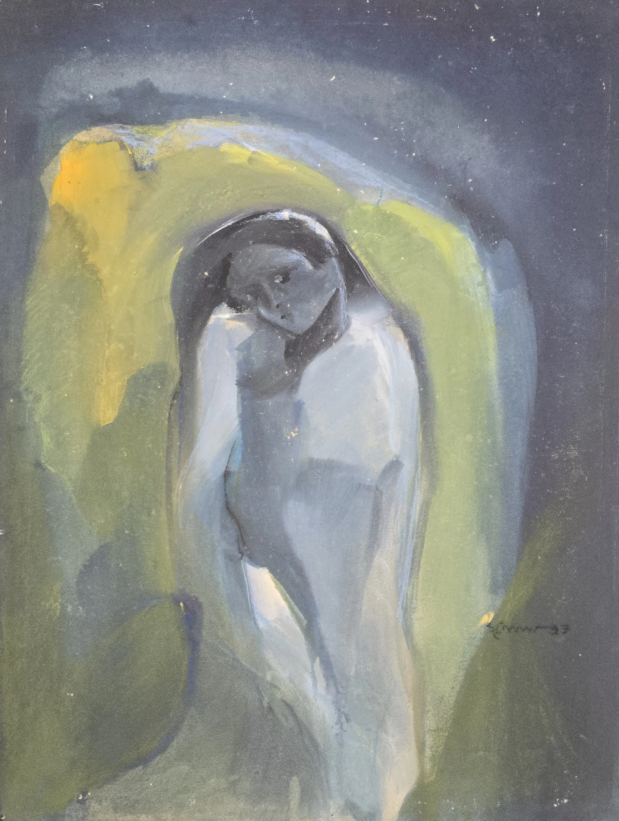 M K Bardhan Acrylic-010: Acrylic, 22 x 29 inches, 1997