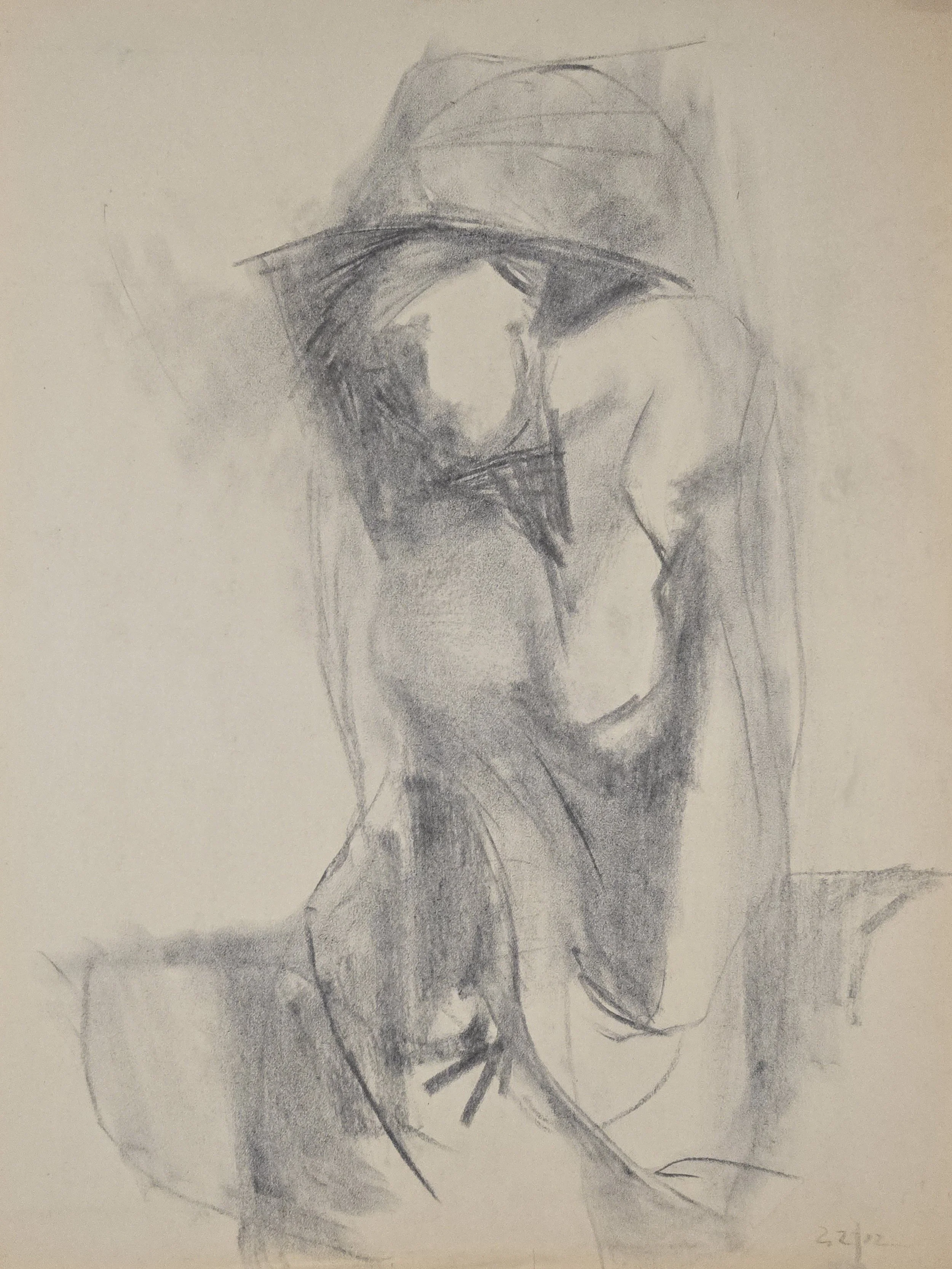 M K Bardhan Charcoal-005: Charcoal, 18 x 24 inches, 2002