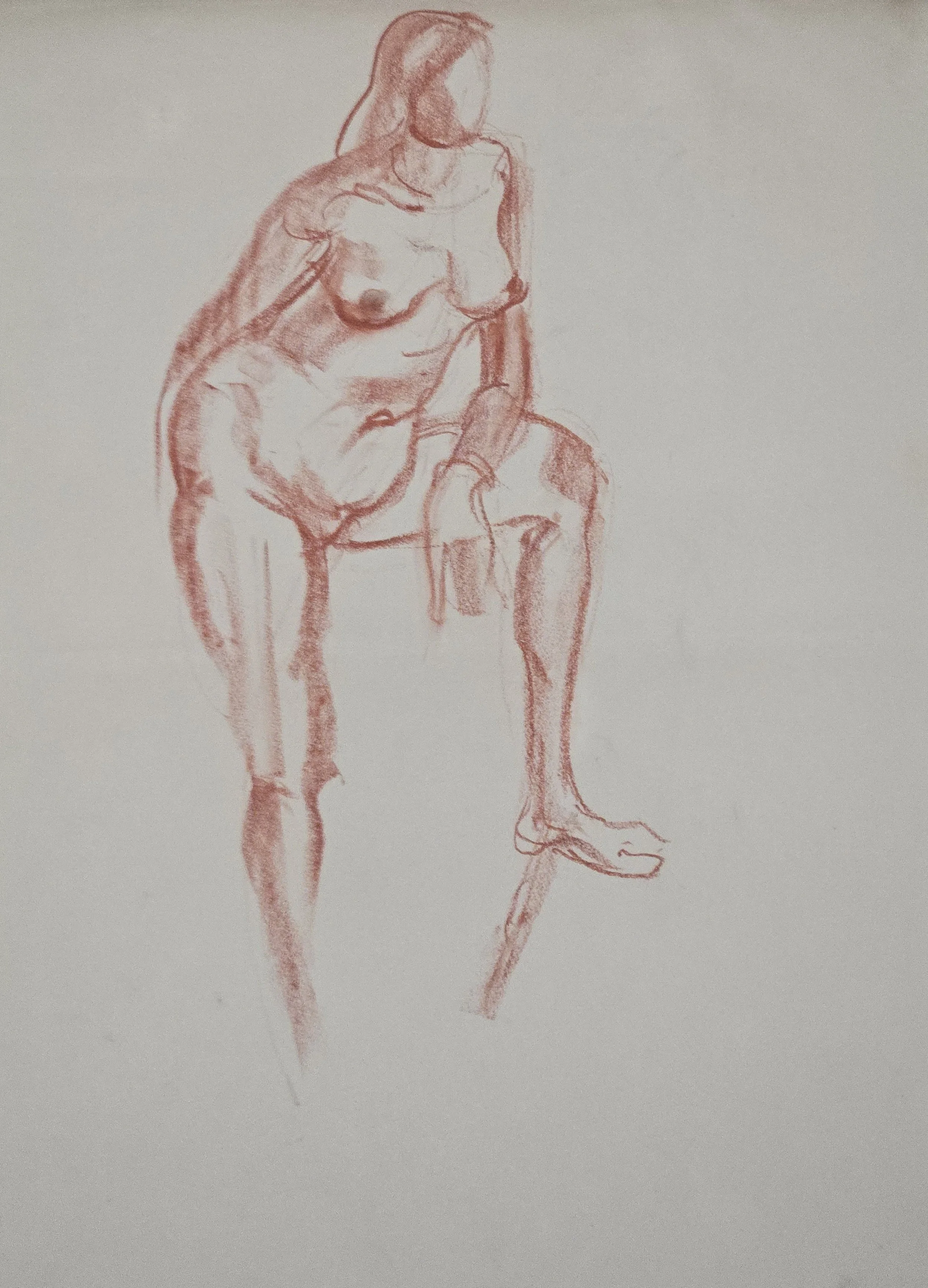 M K Bardhan Charcoal-019: Charcoal, 14 x 19 inches, 1960