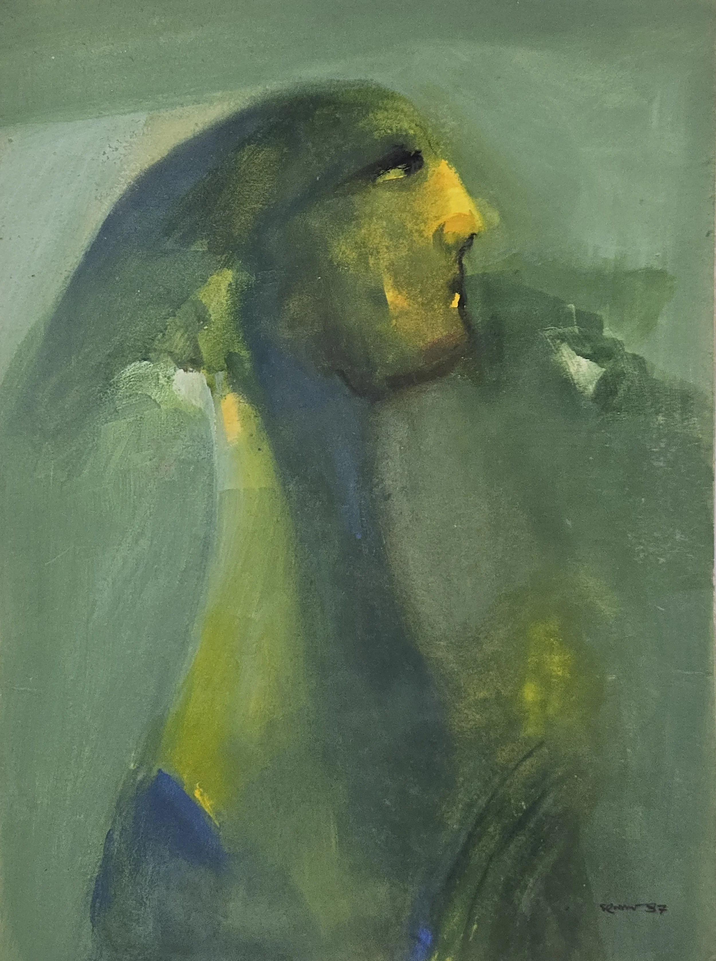 M K Bardhan Acrylic-006: Acrylic, 22 x 30 inches, 1997