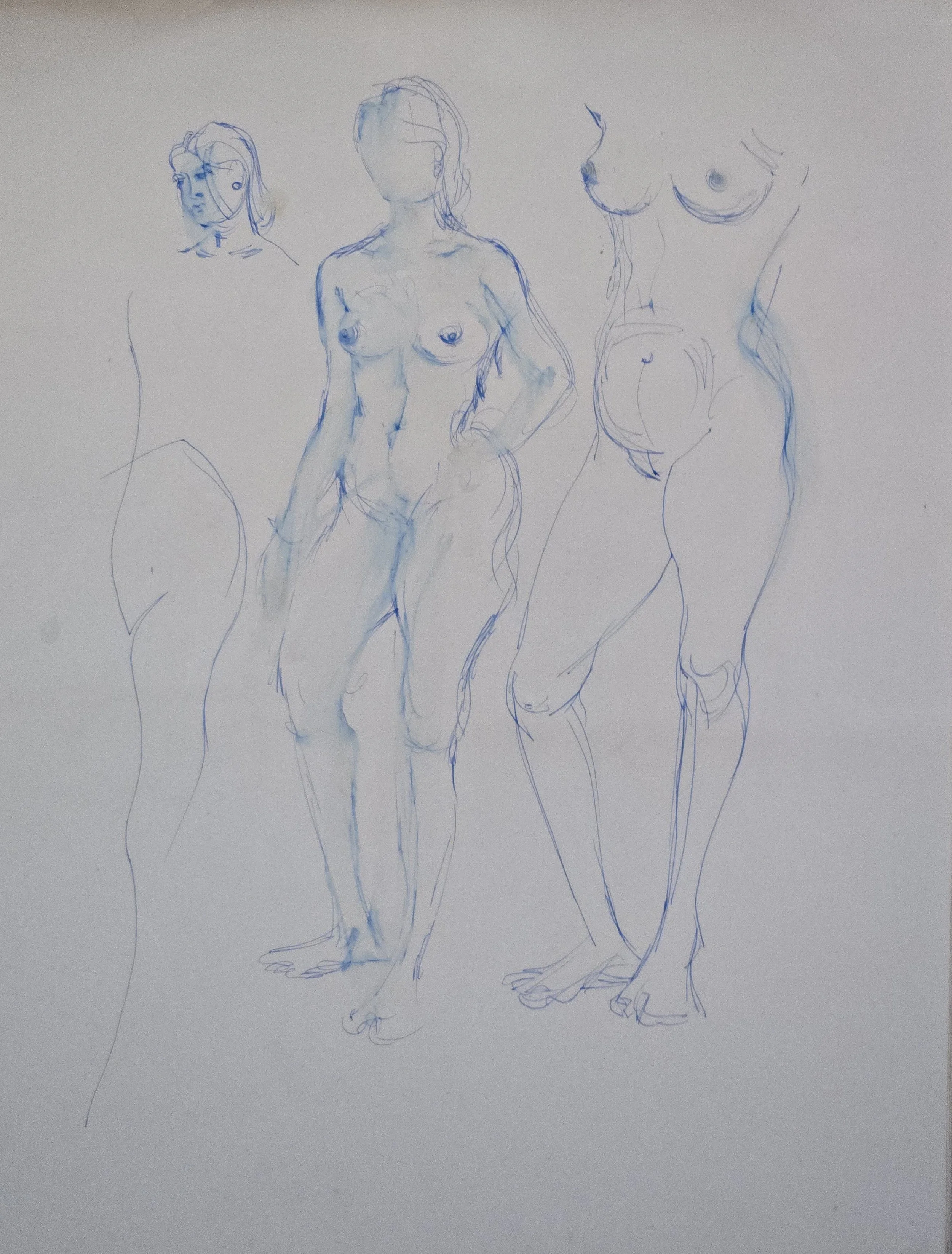 M K Bardhan Charcoal-030: Charcoal, 14 x 19 inches, 1960