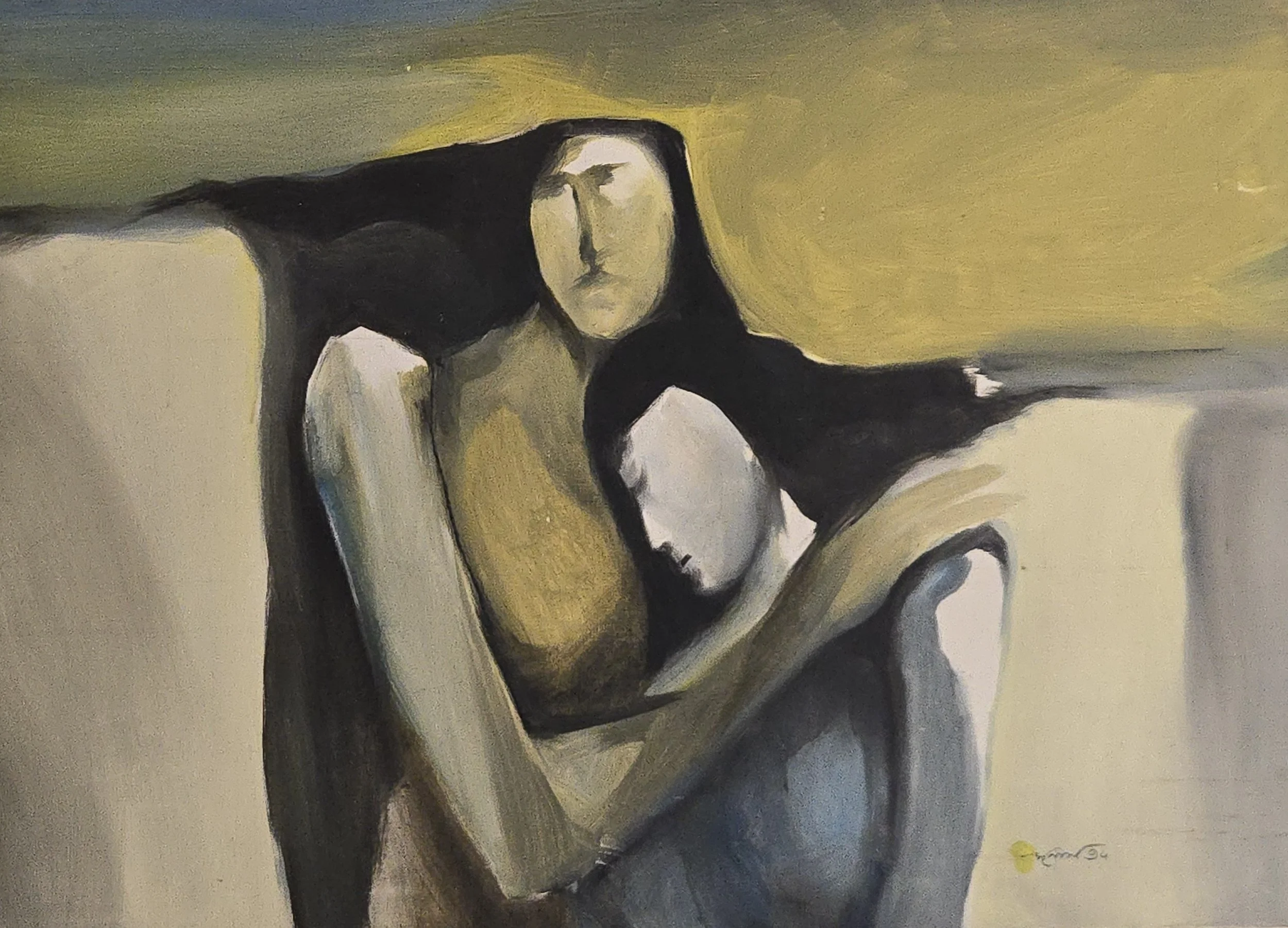 M K Bardhan Oil-033: Oil, 42 x 30 inches, 1994