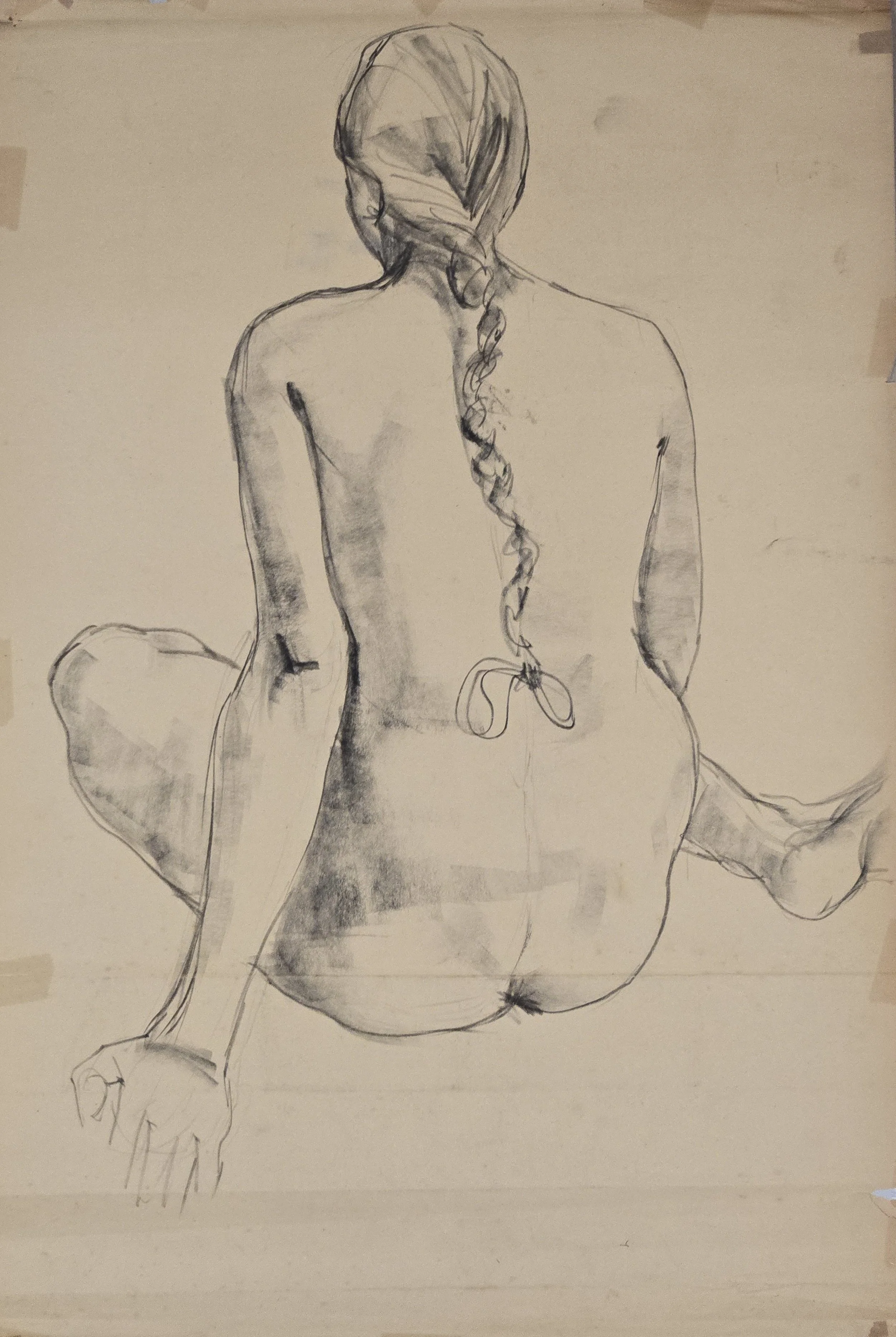 M K Bardhan Charcoal-013: Charcoal, 18 x 24 inches, 1950s