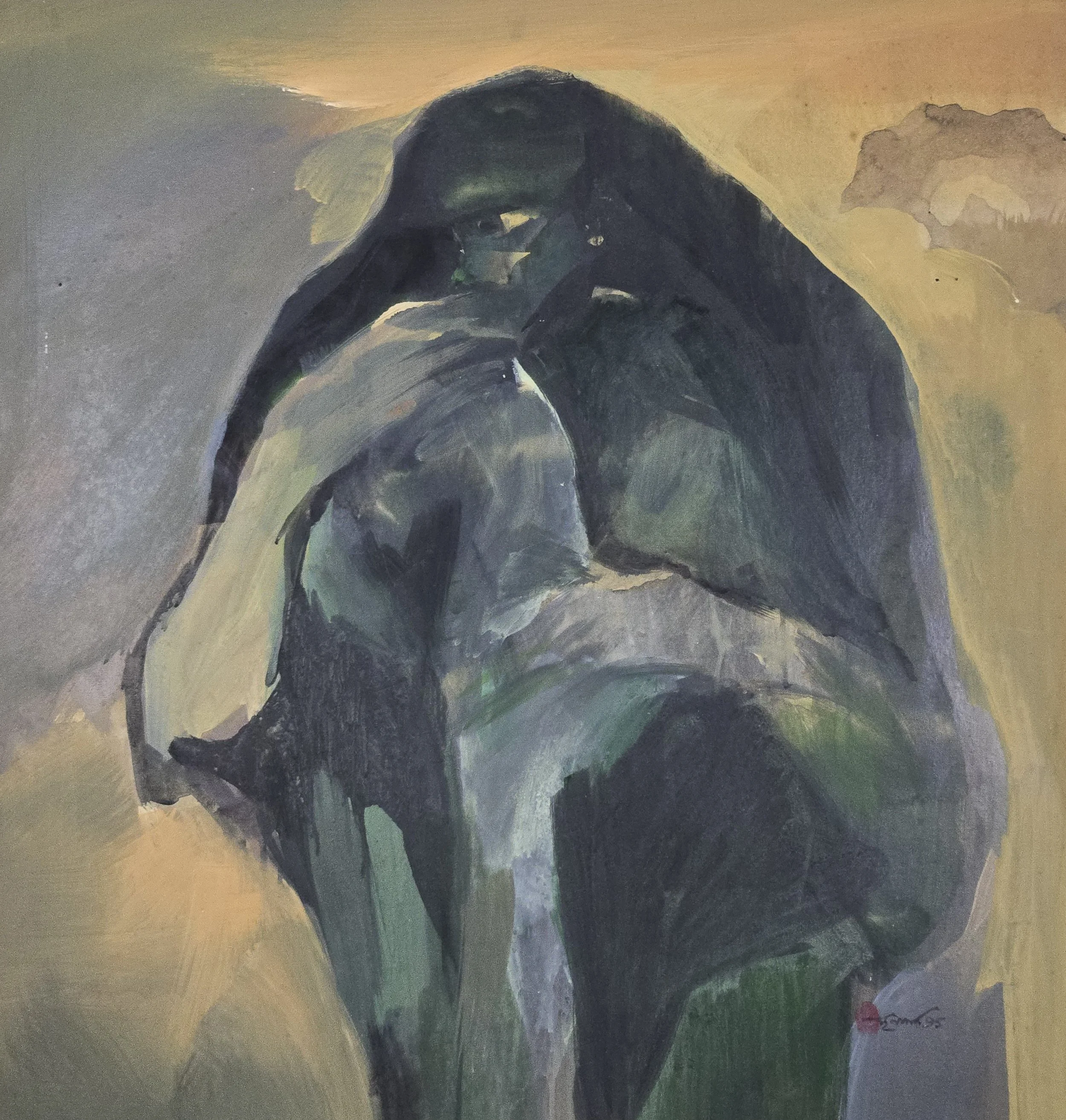 M K Bardhan Acrylic-031: Acrylic, 28 x 29 inches, 1995