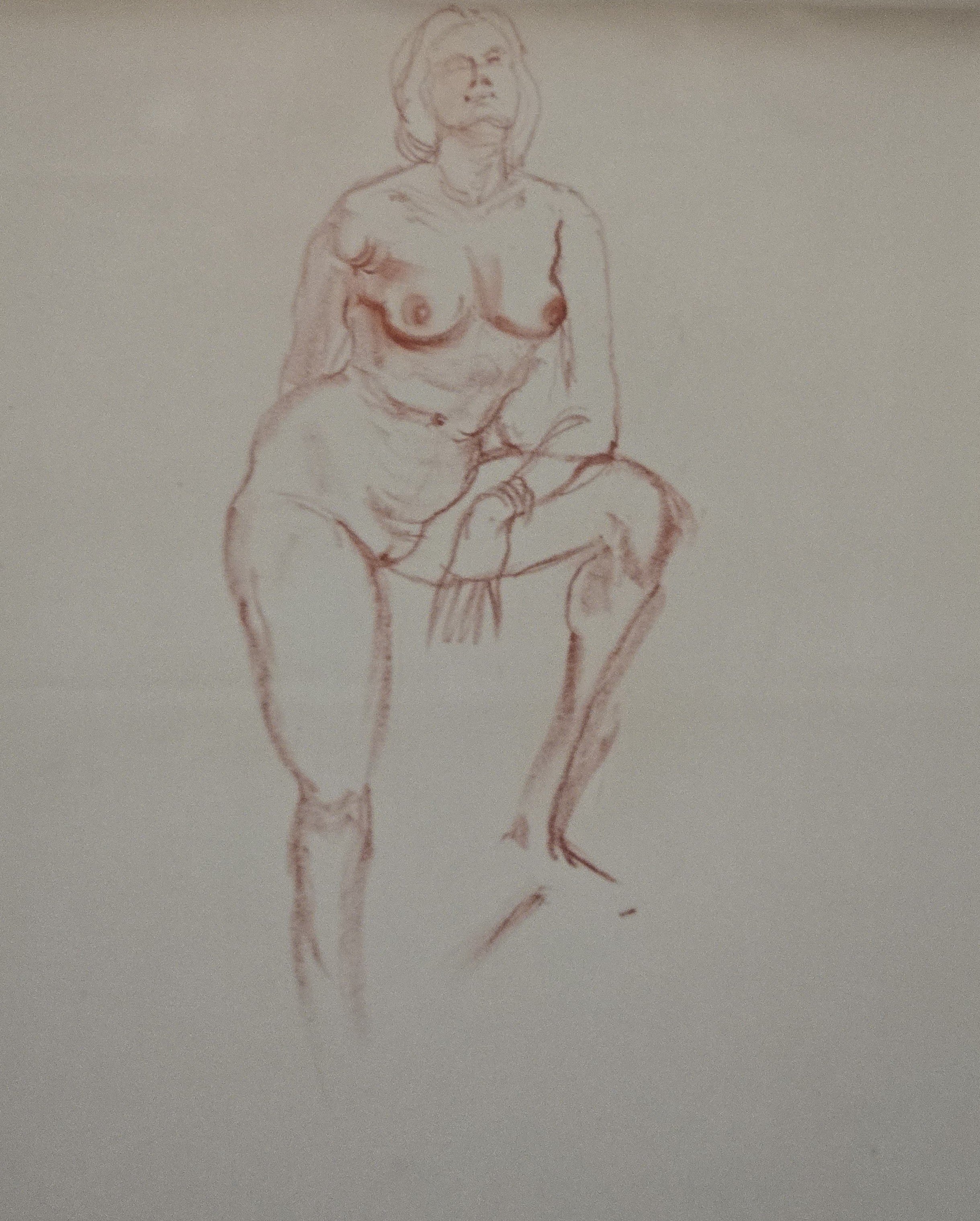 M K Bardhan Charcoal-021: Charcoal, 14 x 19 inches, 1960