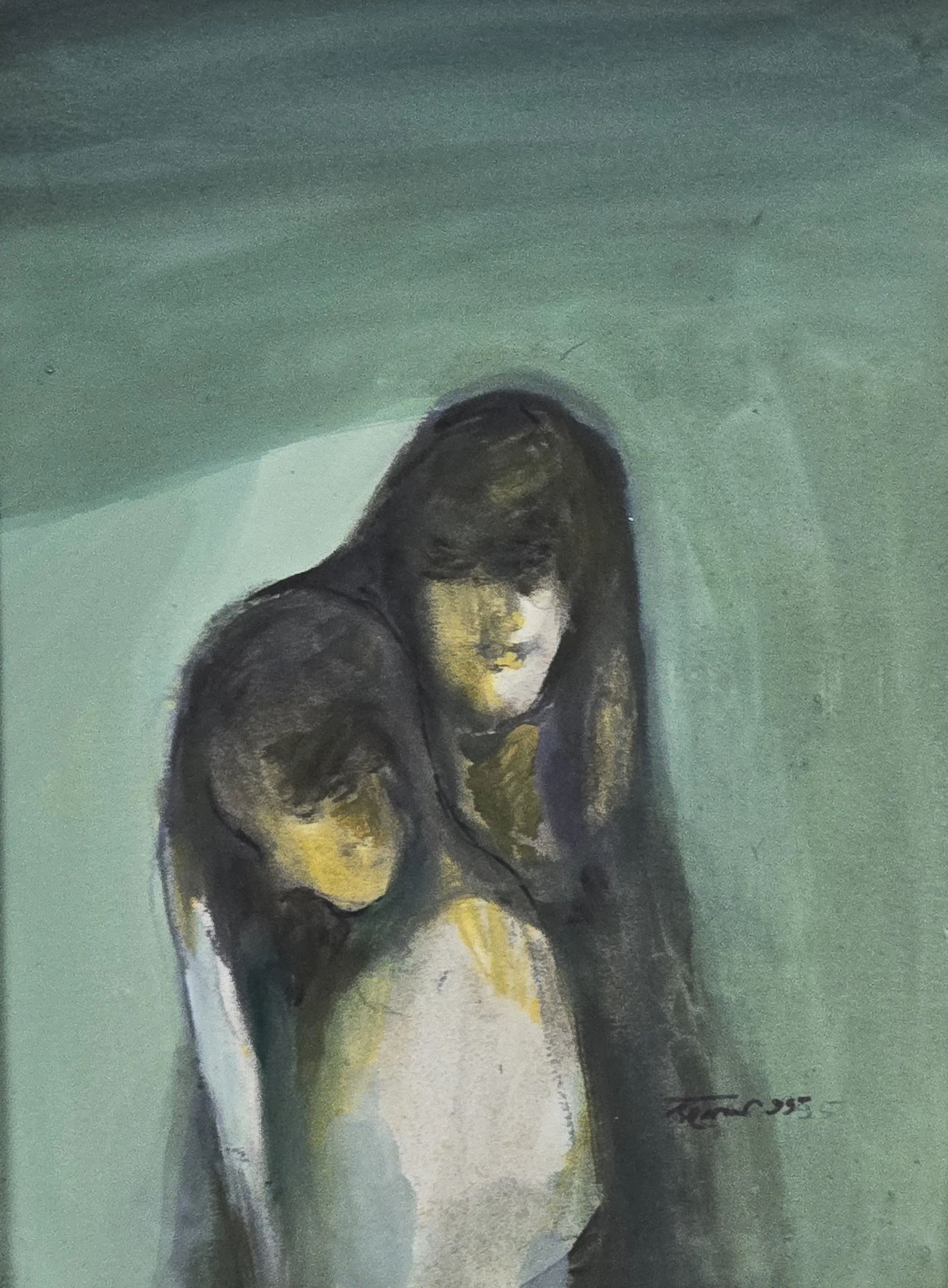M K Bardhan Acrylic-018: Acrylic, 11 x 15 inches, 1995