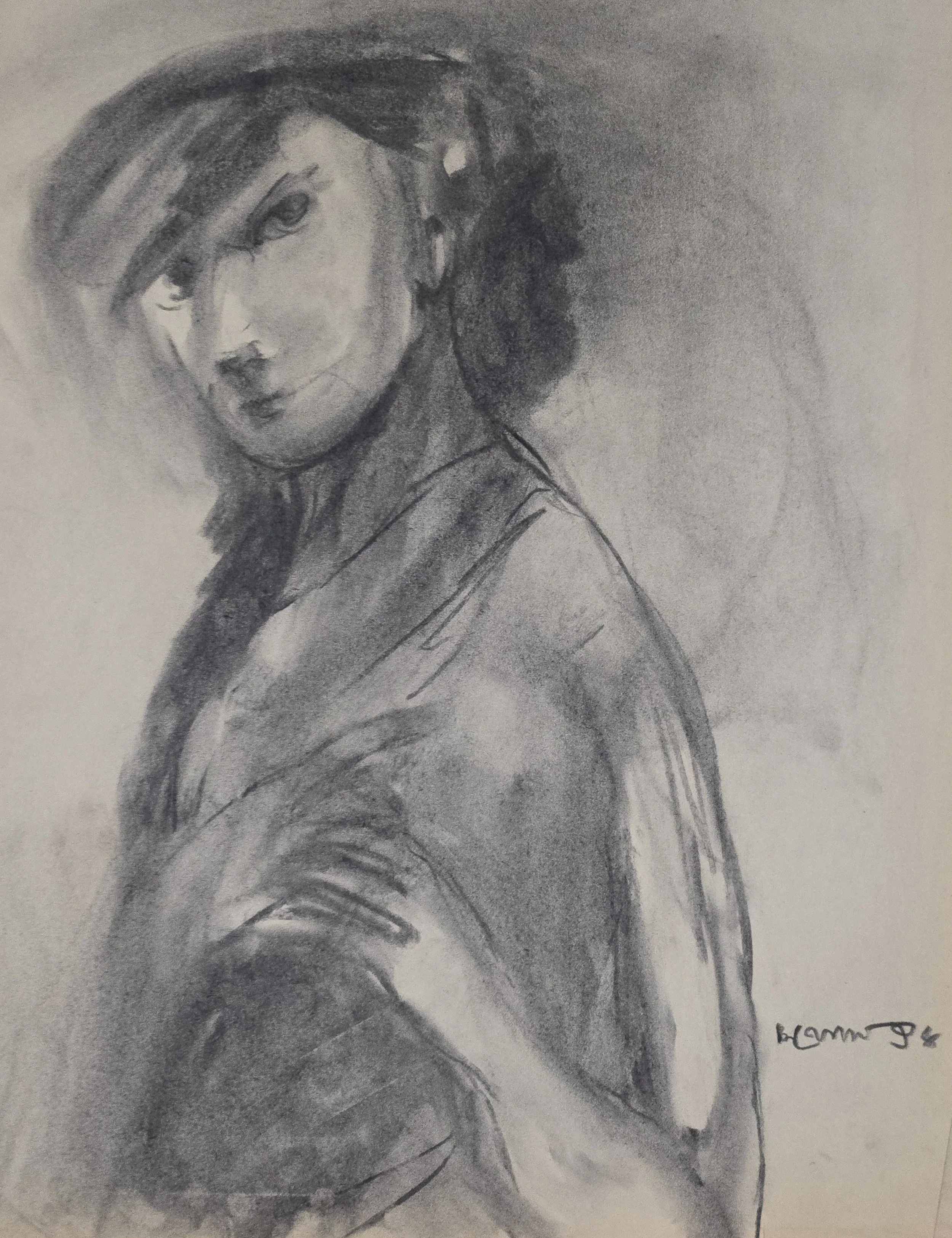 M K Bardhan Charcoal-004: Charcoal, 18 x 24 inches, 1998