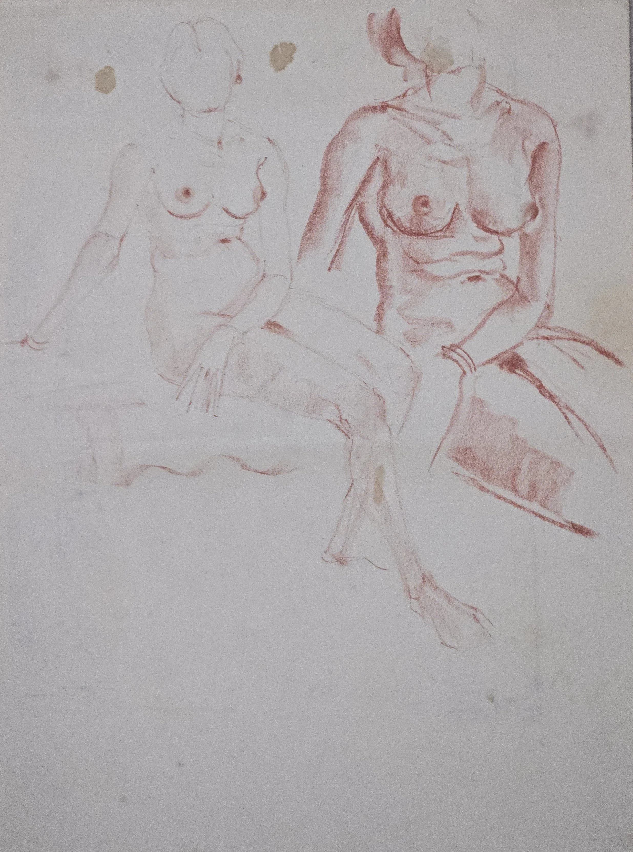 M K Bardhan Charcoal-016: Charcoal, 14 x 19 inches, 1960