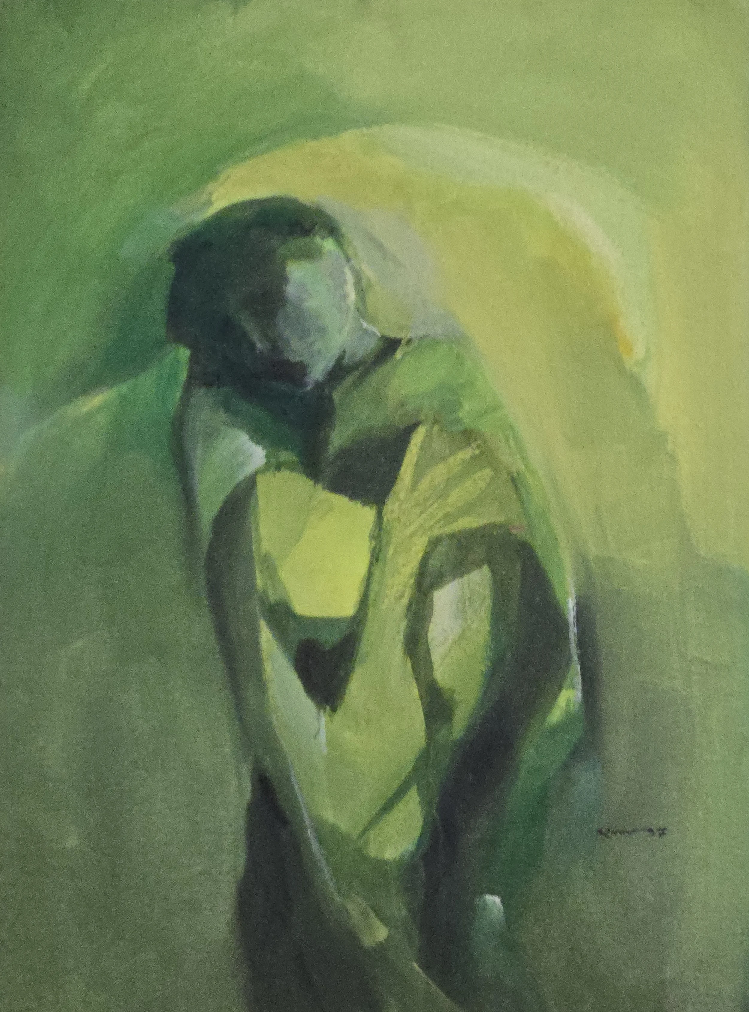 M K Bardhan Acrylic-038: Acrylic, 21 x 30 inches, 1997