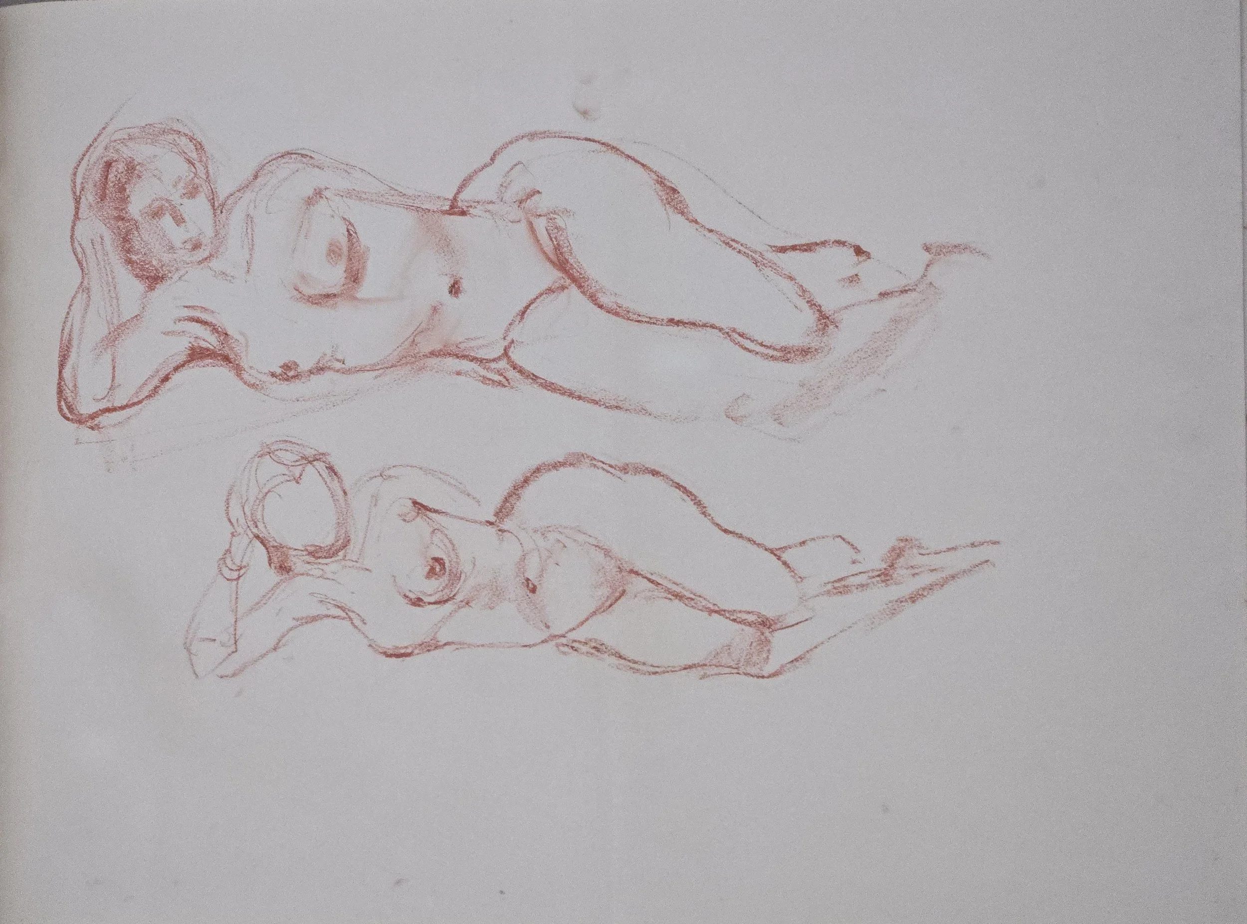 M K Bardhan Charcoal-022: Charcoal, 14 x 19 inches, 1960
