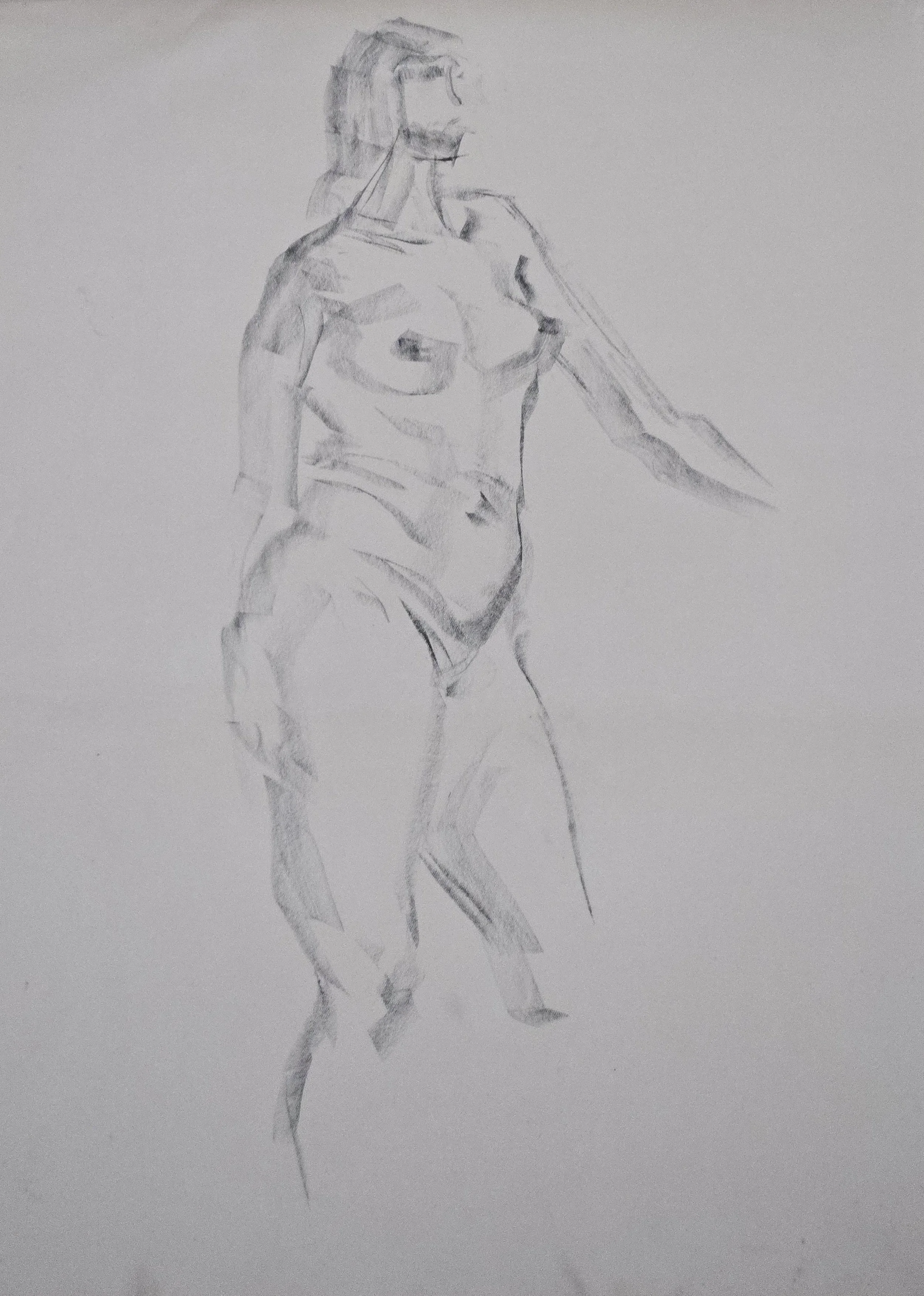 M K Bardhan Charcoal-027: Charcoal, 14 x 19 inches, 1960