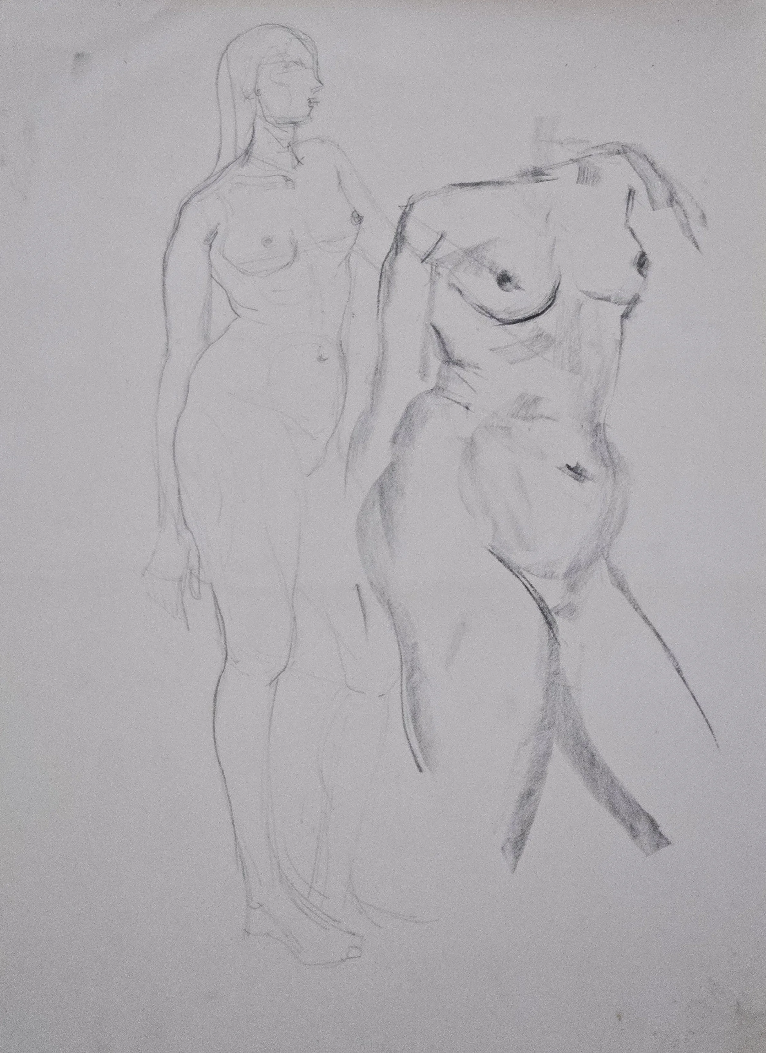 M K Bardhan Charcoal-026: Charcoal, 14 x 19 inches, 1960