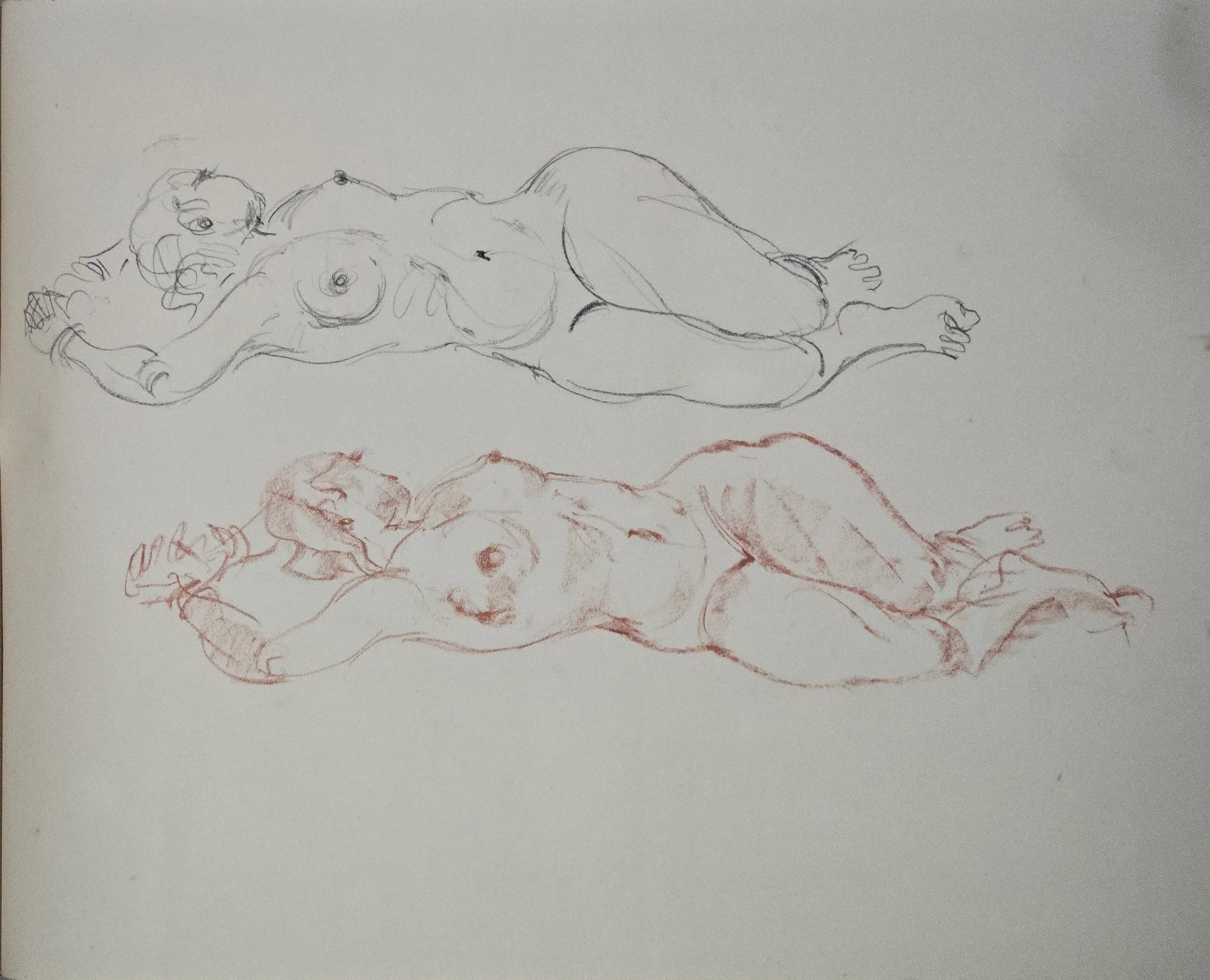 M K Bardhan Charcoal-024: Charcoal, 14 x 19 inches, 1960
