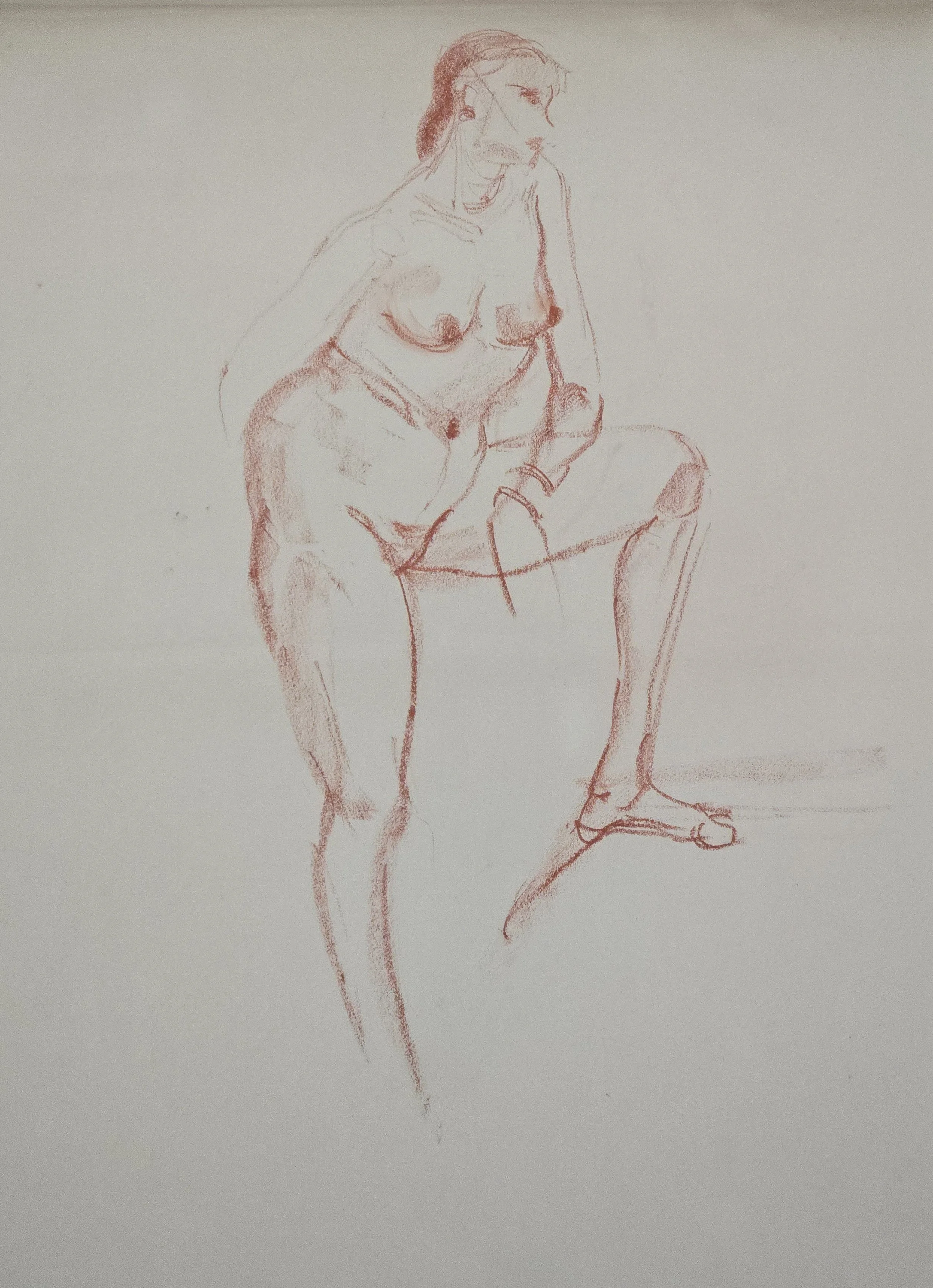 M K Bardhan Charcoal-020: Charcoal, 14 x 19 inches, 1960