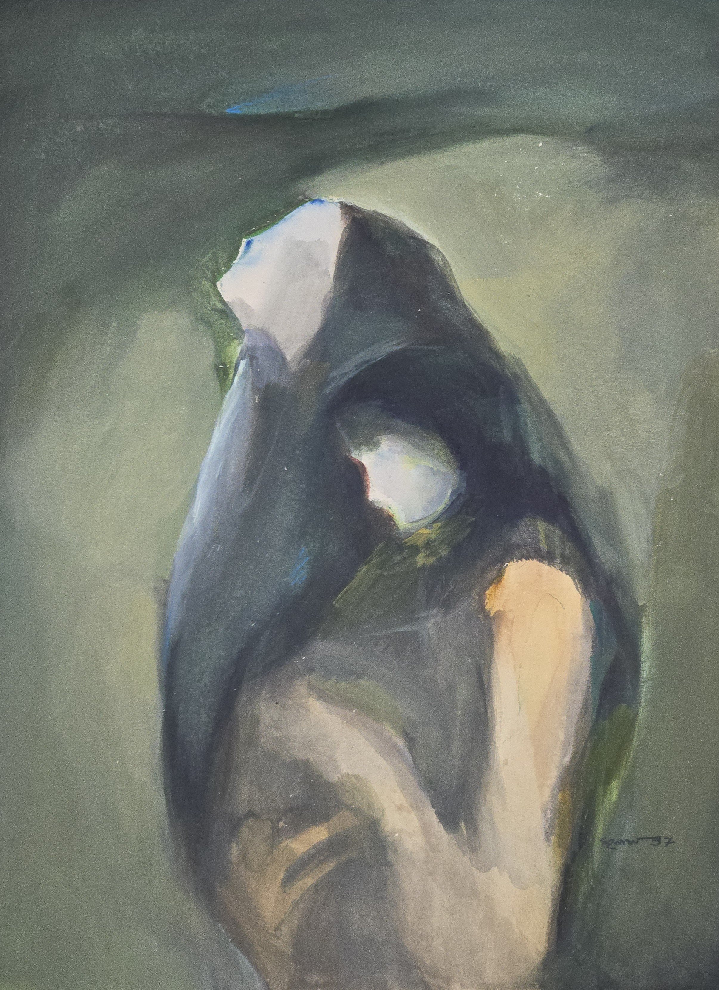 M K Bardhan Acrylic-008: Acrylic, 21 x 29 inches, 1997