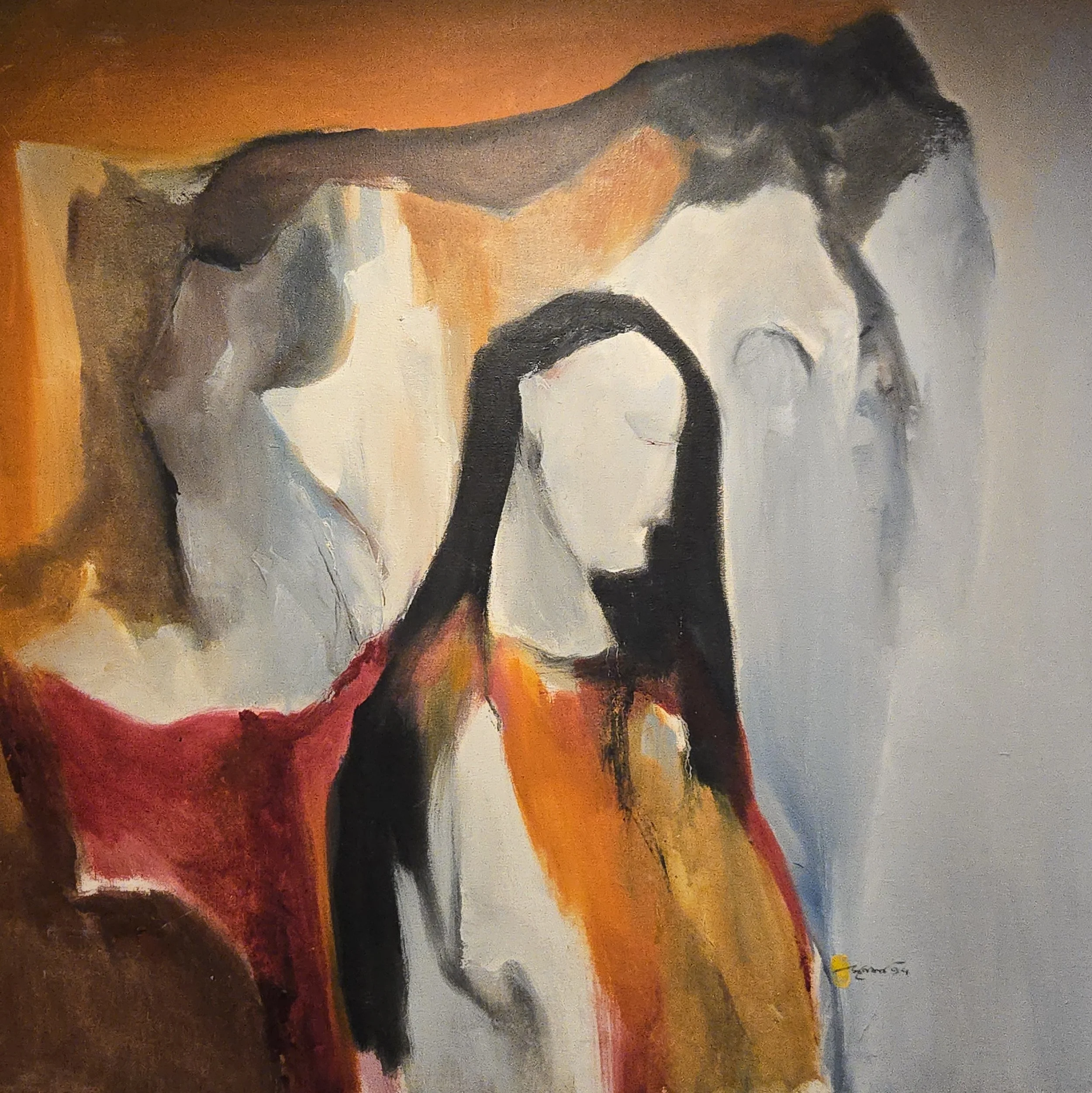 M K Bardhan Oil-027: Oil, 34 x 34 inches, 1994