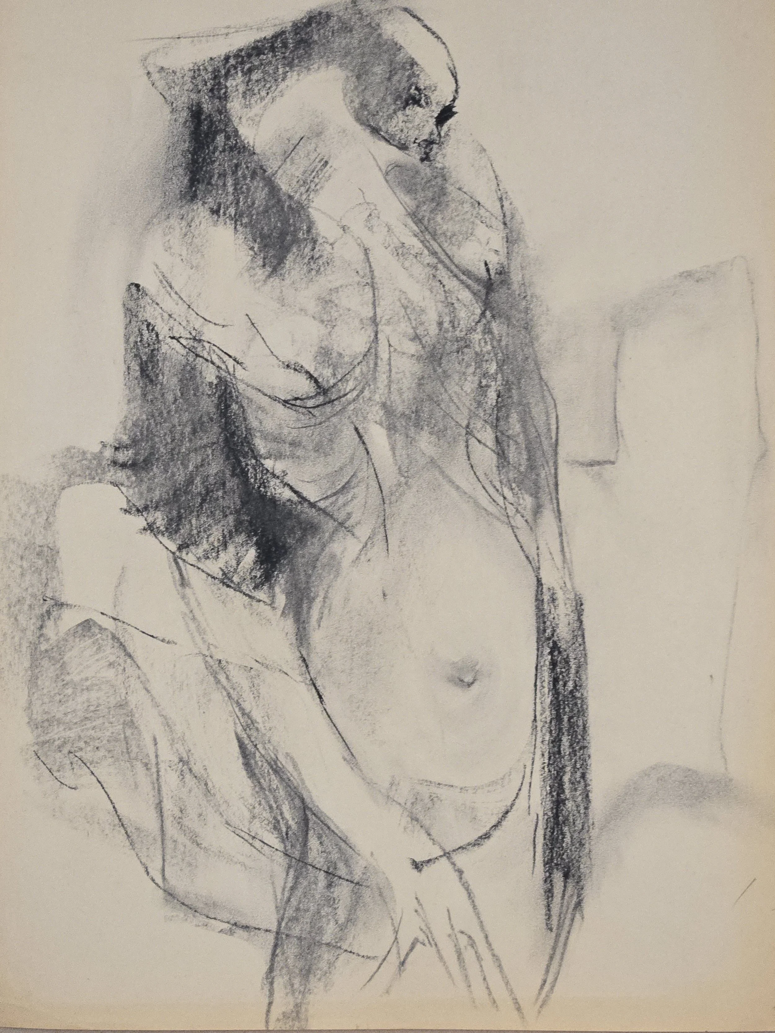 M K Bardhan Charcoal-009: Charcoal, 18 x 24 inches