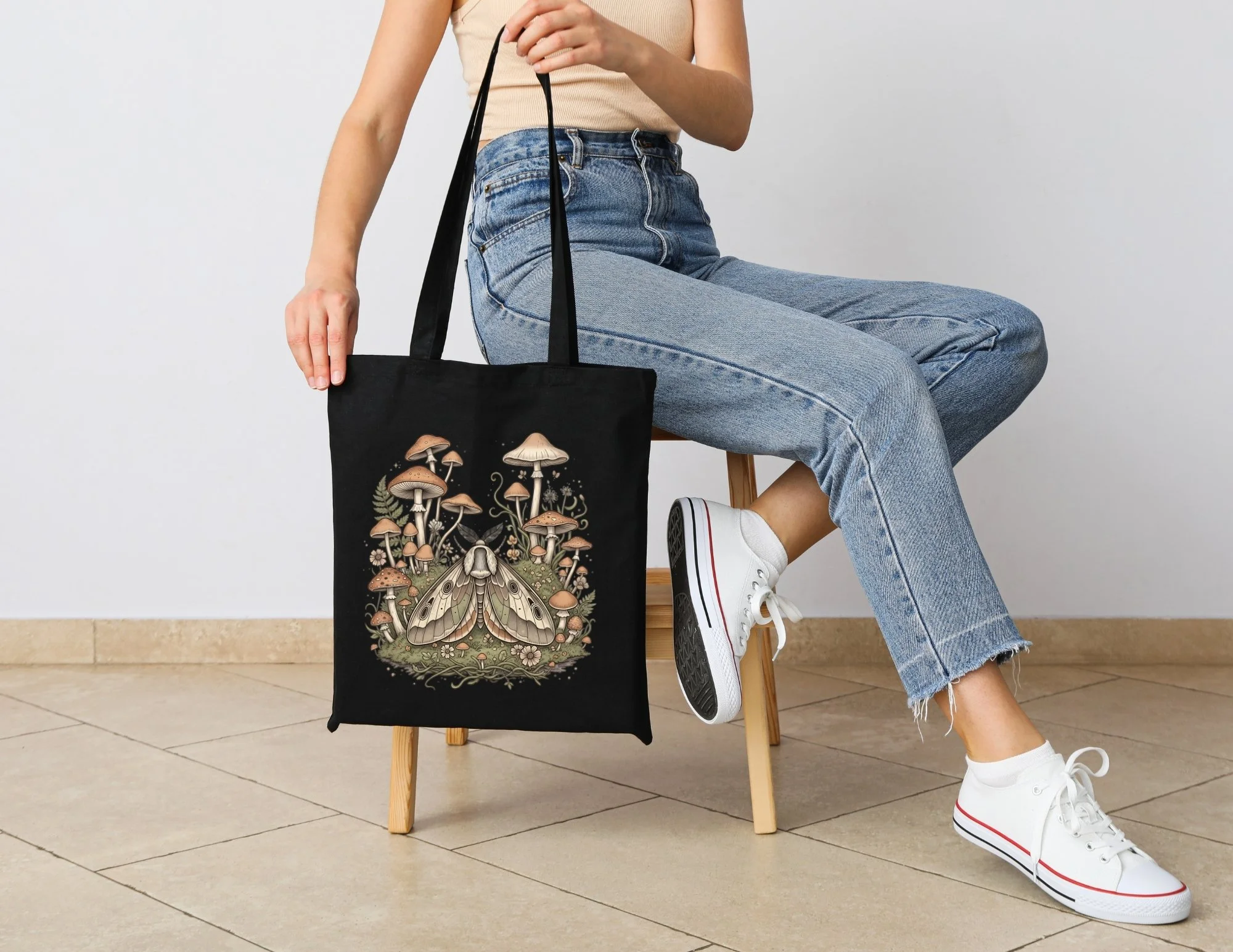 Moth & Mushrooms Tote Bag