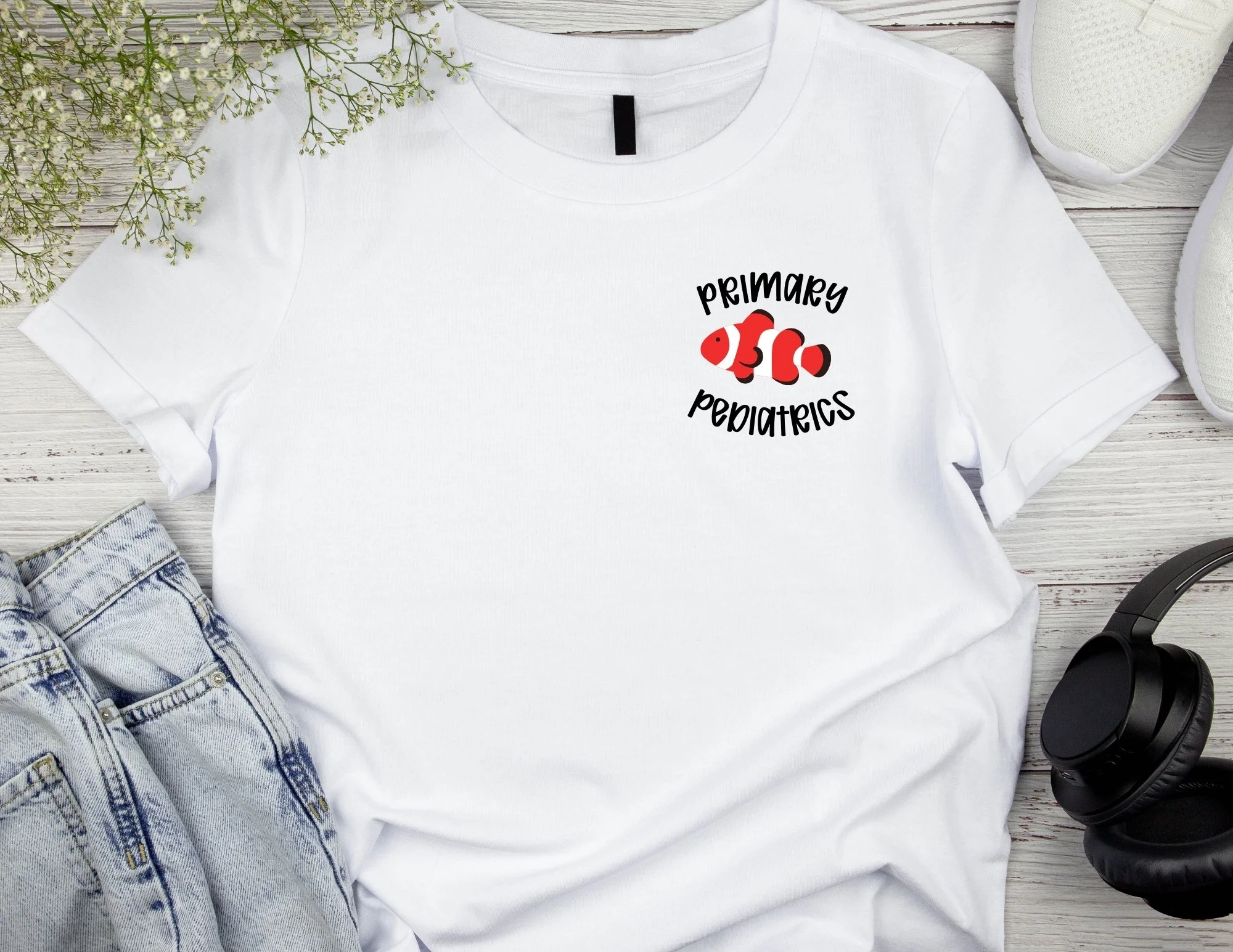 Primary Pediatrics Red Fish (Pocket Tee)