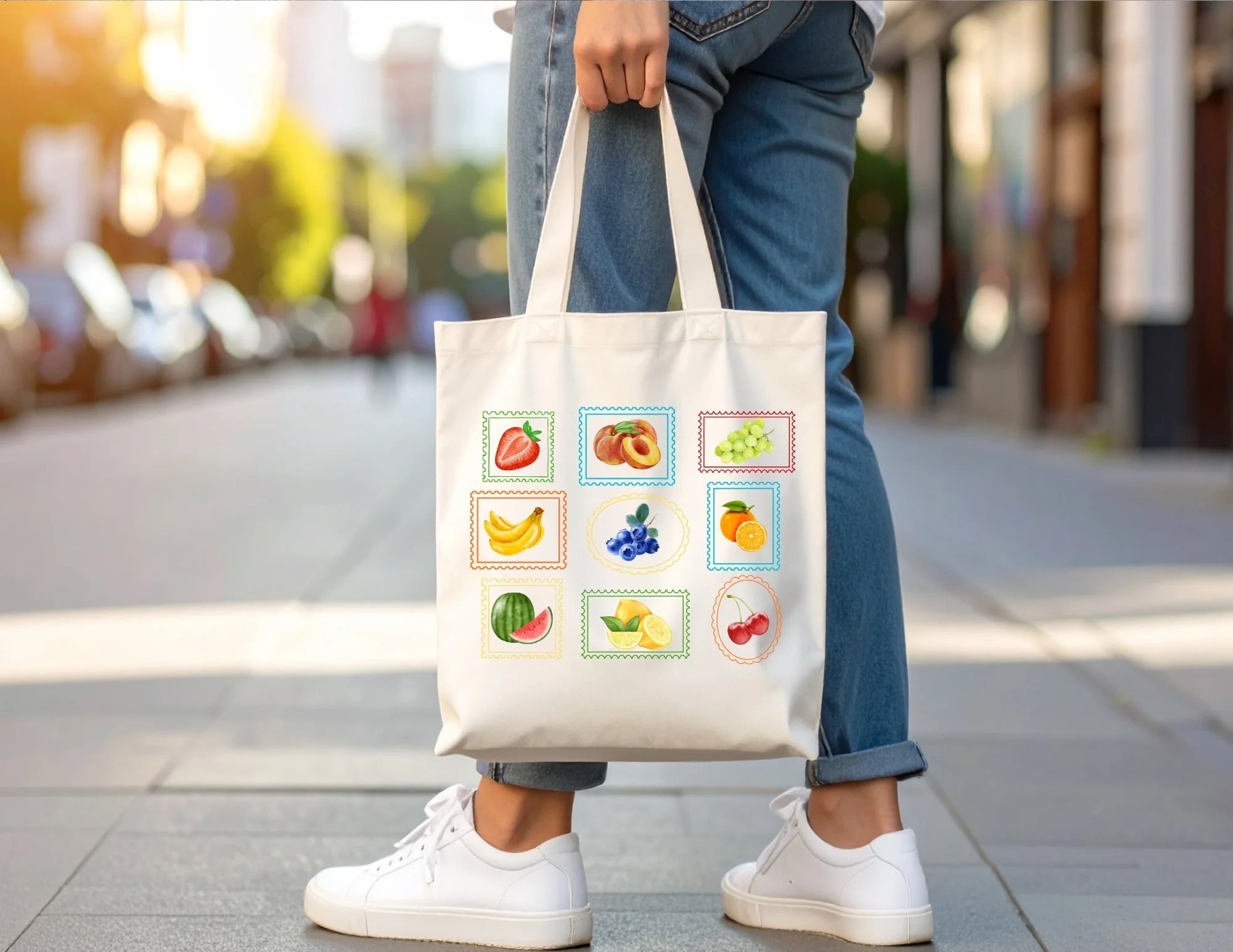 Fruit Stamps Tote Bag