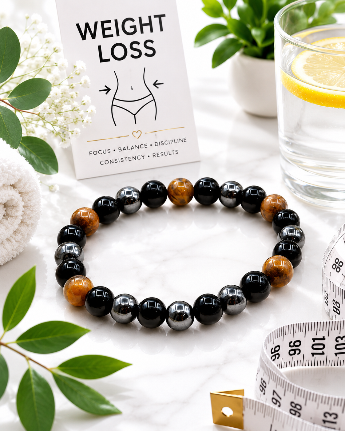 Weight Loss Bracelet – Tigerauge, Onyx & Hämatit