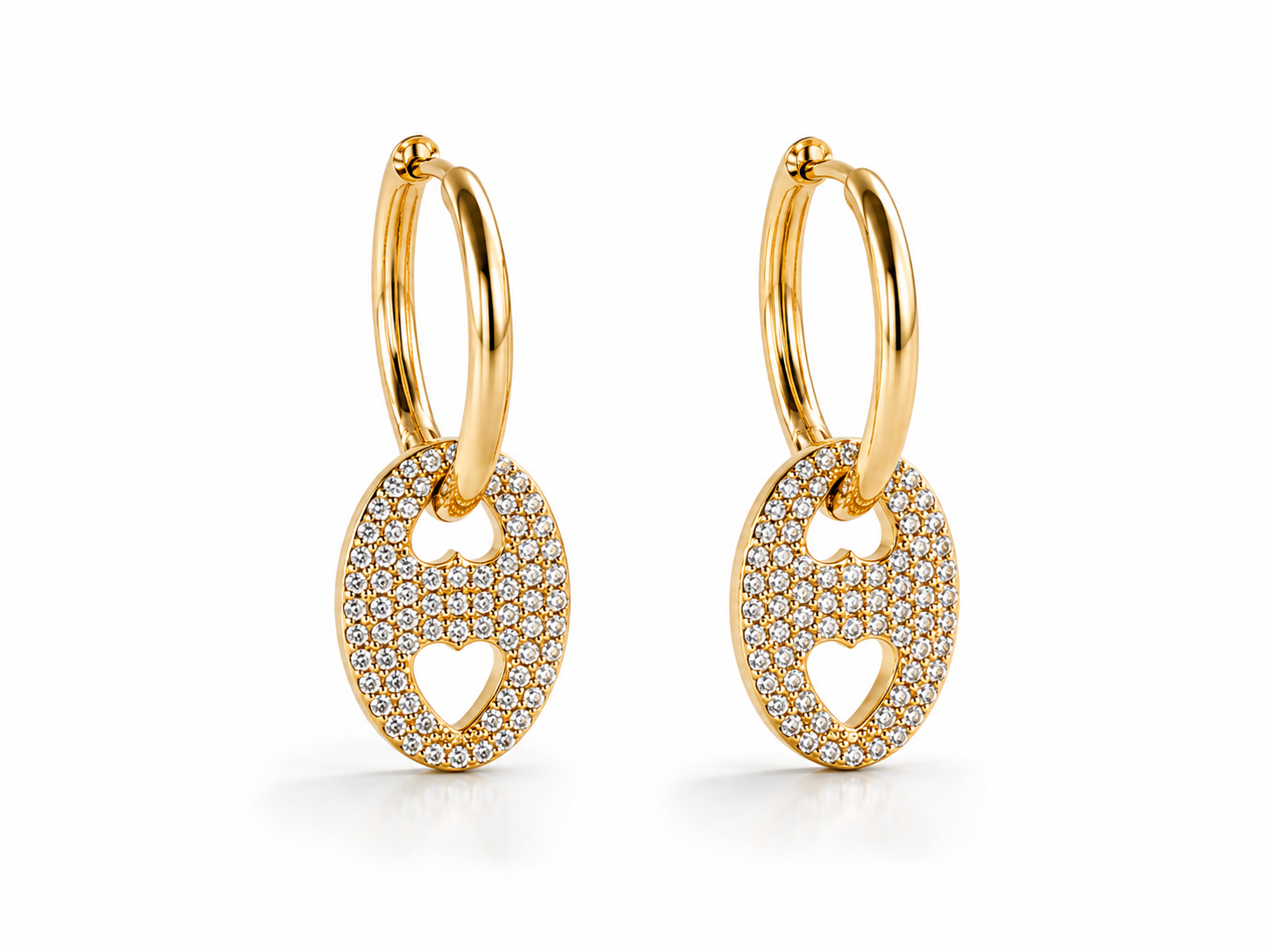 Heart Charm Hoops