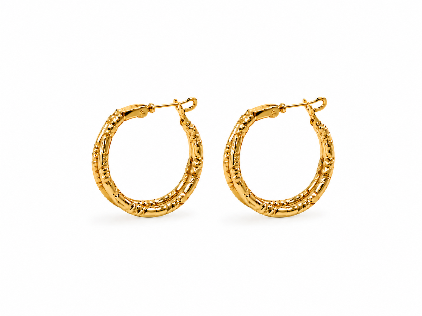 Golden Radiance Double Hoops