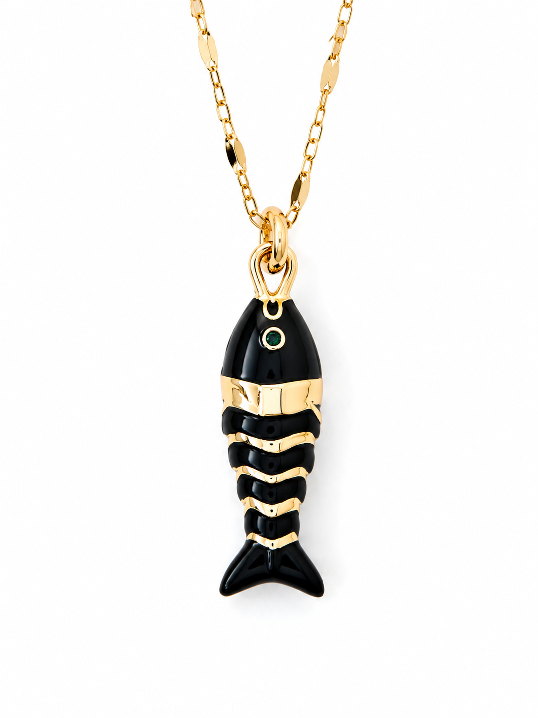 Black Fish Gold Halskette