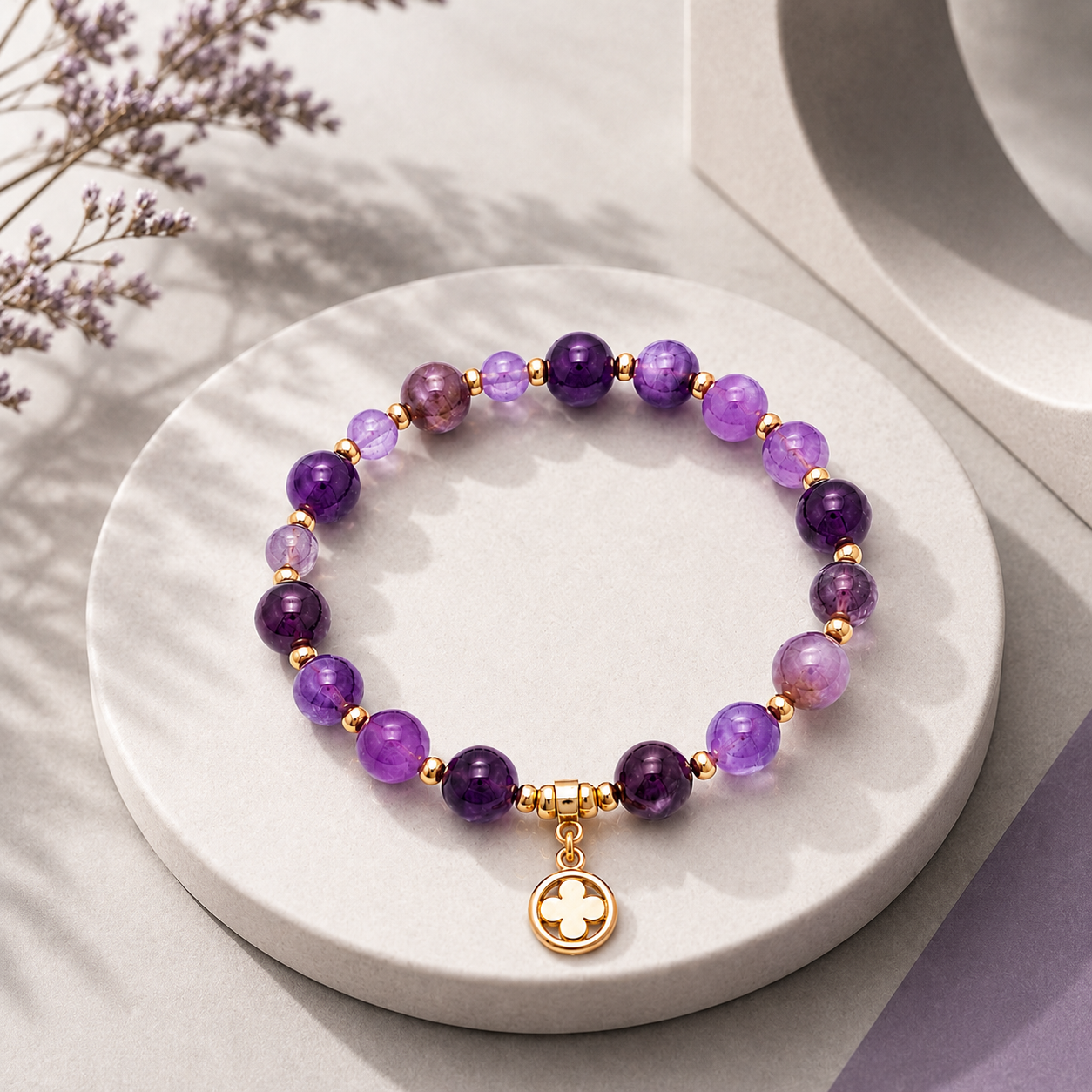 Amethyst Clover Armband