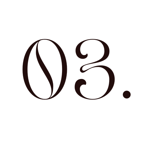 The image features a large, stylized number three with a period beside it, all in dark text against a black background.