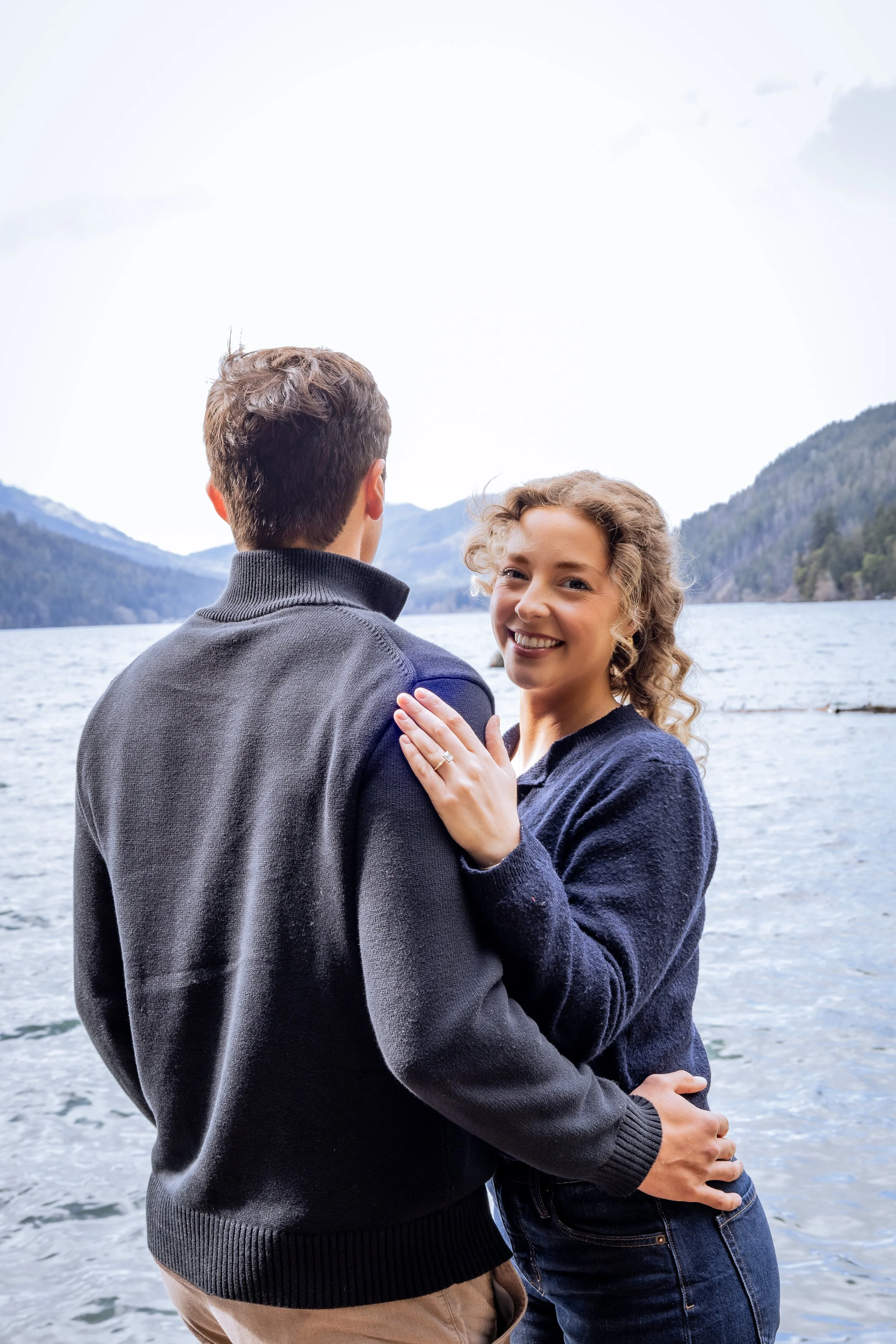 East Beach Crescent Lake Engagement 