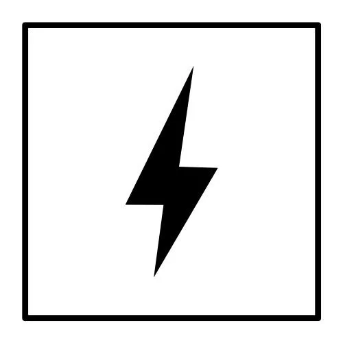 A warning sign with a black lightning bolt symbol inside a black border.