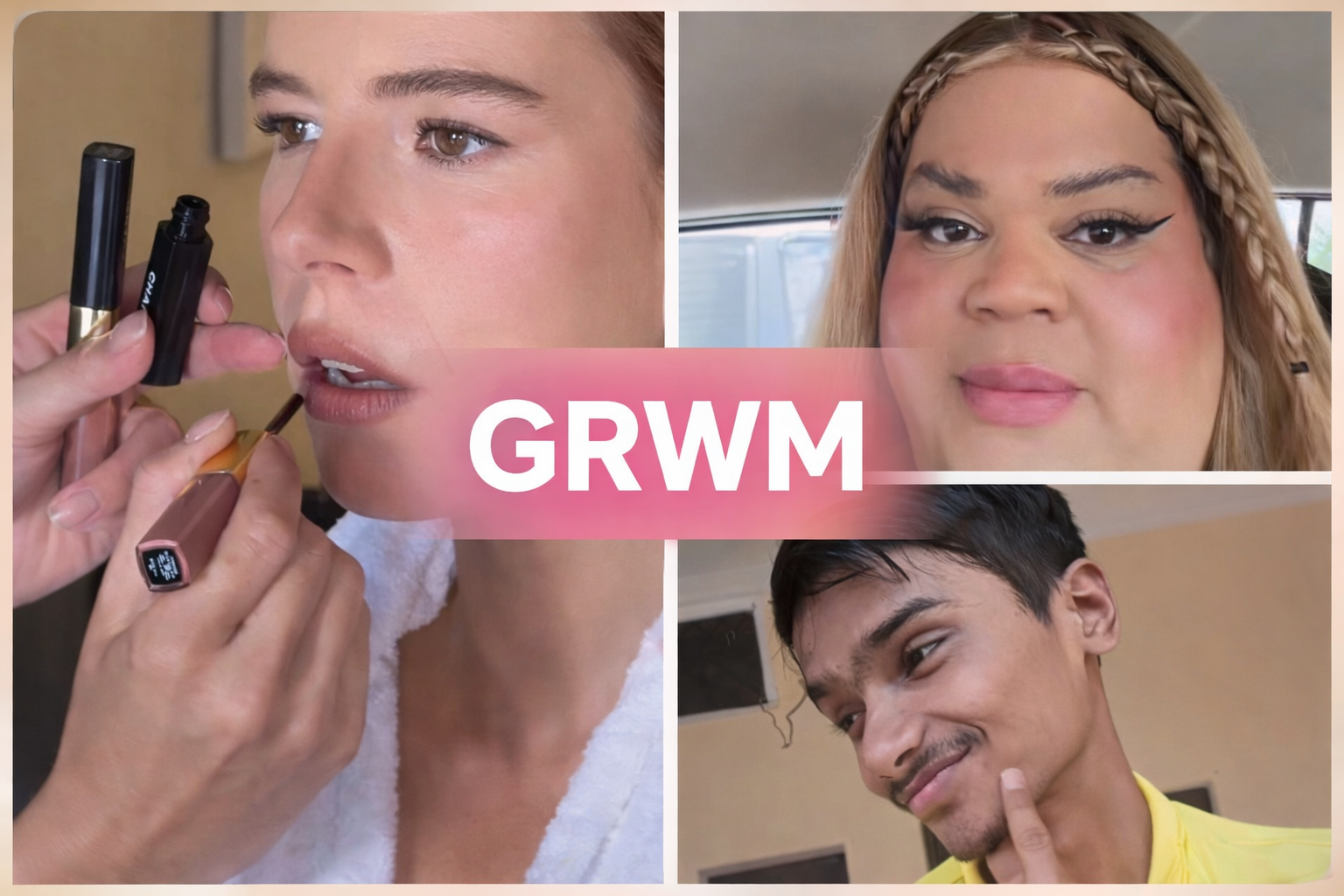 A collage of popular GRWM videos