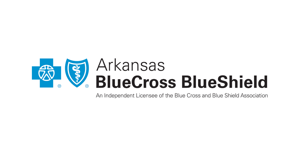 Logo of Arkansas Blue Cross Blue Shield, featuring a blue cross and shield with the Blue Cross logo inside, with the text 'Arkansas BlueCross BlueShield' and 'An Independent Licensee of the Blue Cross and Blue Shield Association'.