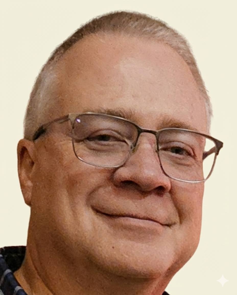 A smiling middle-aged man with glasses and short hair, facing the camera against a plain light-colored background.