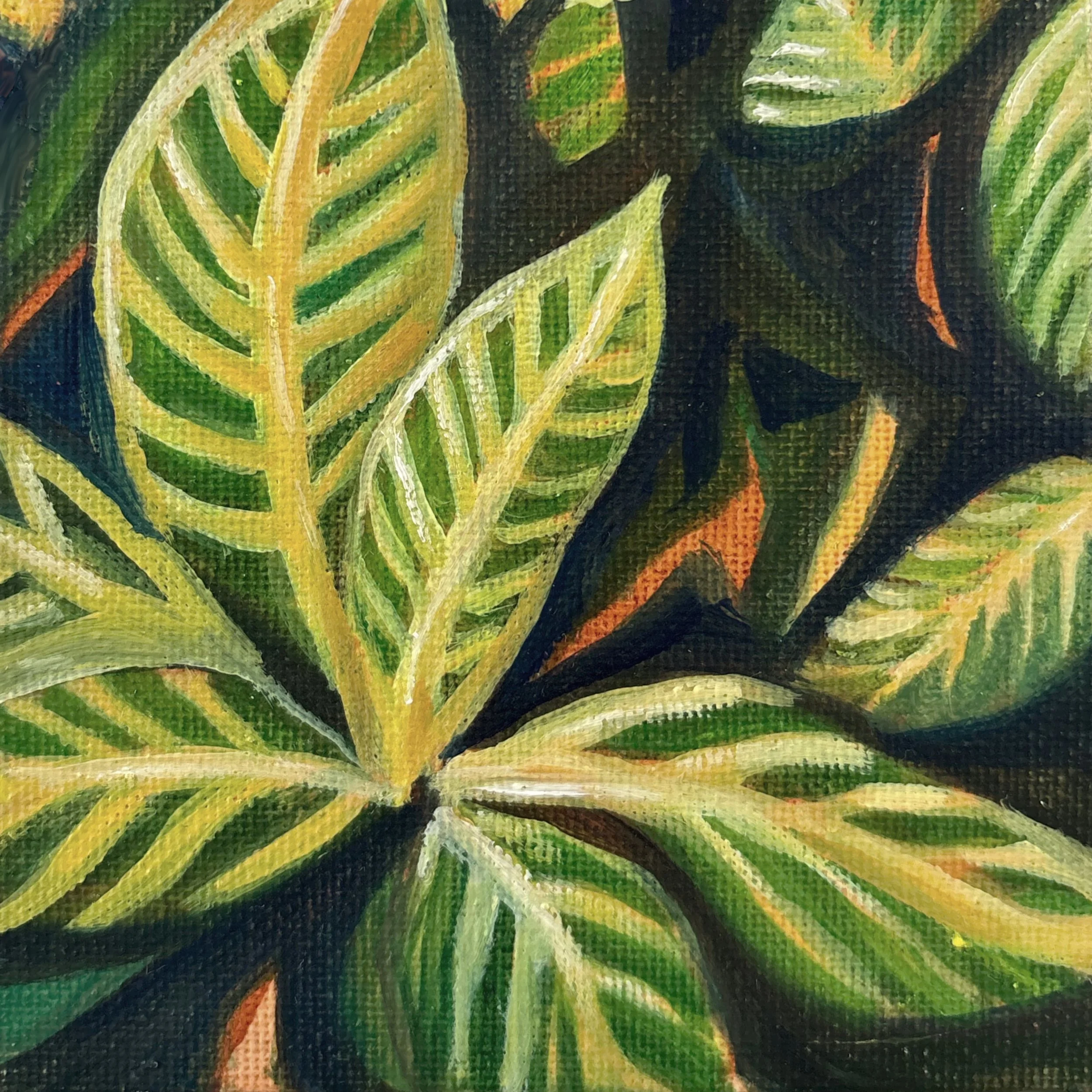 'Striped leaves 4x4 Art Print
