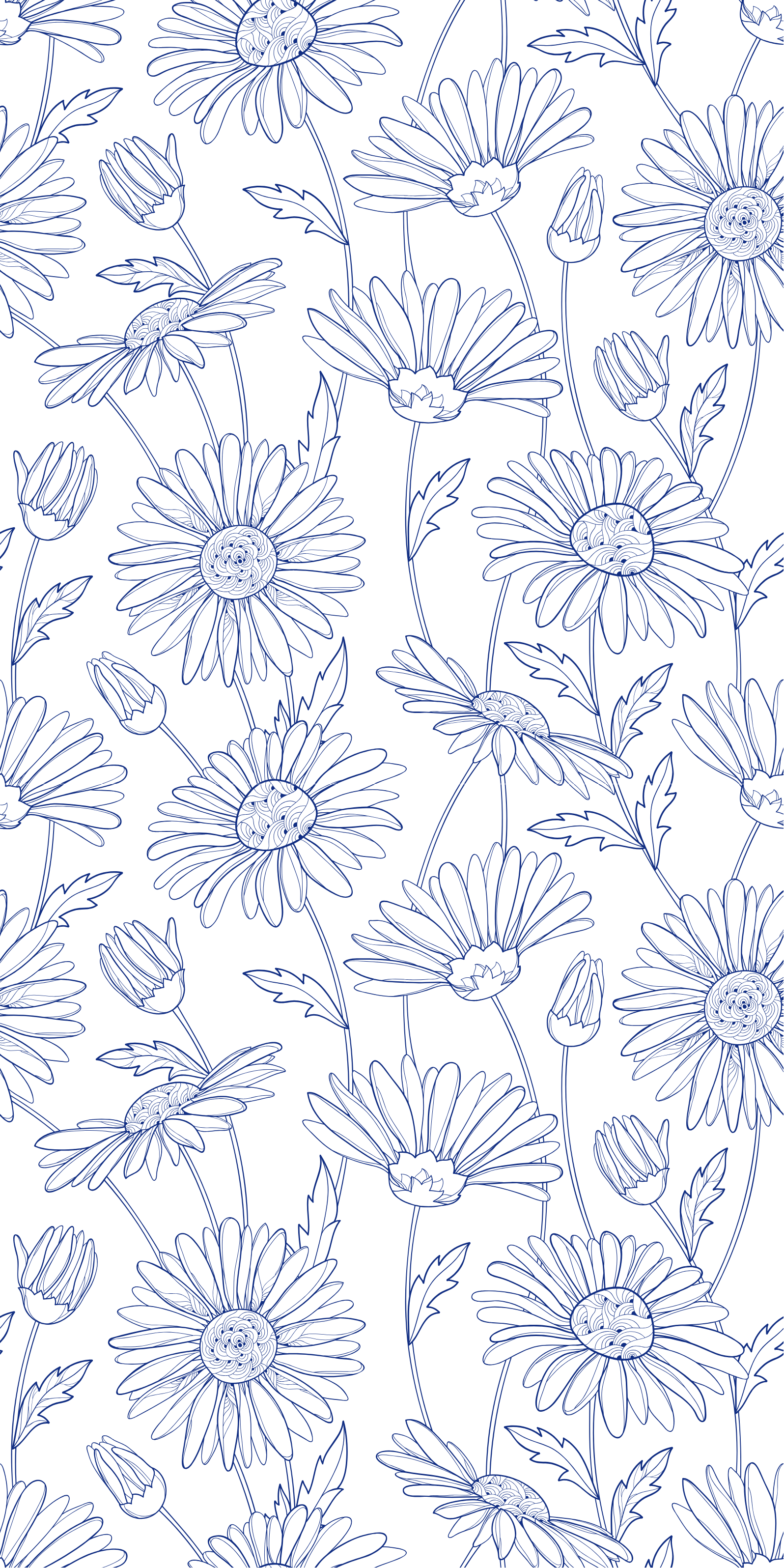 Blue daisy line art pattern used as brand background for Rebecca McGrath Naturopath, naturopathic care in Ashfield Sydney and telehealth Australia-wide.