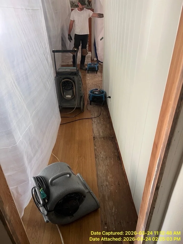 Fish Tank Down!  This client had a 100 gallon fish tank break.  That&rsquo;s a lot of water!!! 

Home tested positive for asbestos, lead based paints, and also had black mastic all of which require specialized services to properly abate. 

Demolition