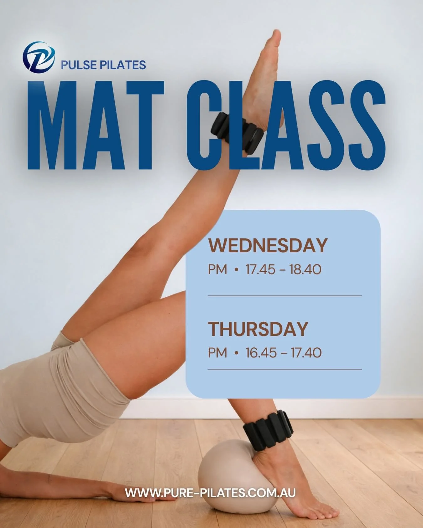At Pulse Pilates, our Mat classes are more than just a workout.

They&rsquo;re a space to refine control, explore balance, build strength, and move with flow &mdash; all while embracing the right level of challenge for your body.

Step in, tune in, a