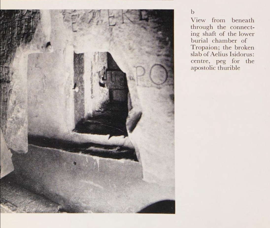 A few from the burial chamber, looking up the fenestrella through the Isodorus slab, Kirschbaum