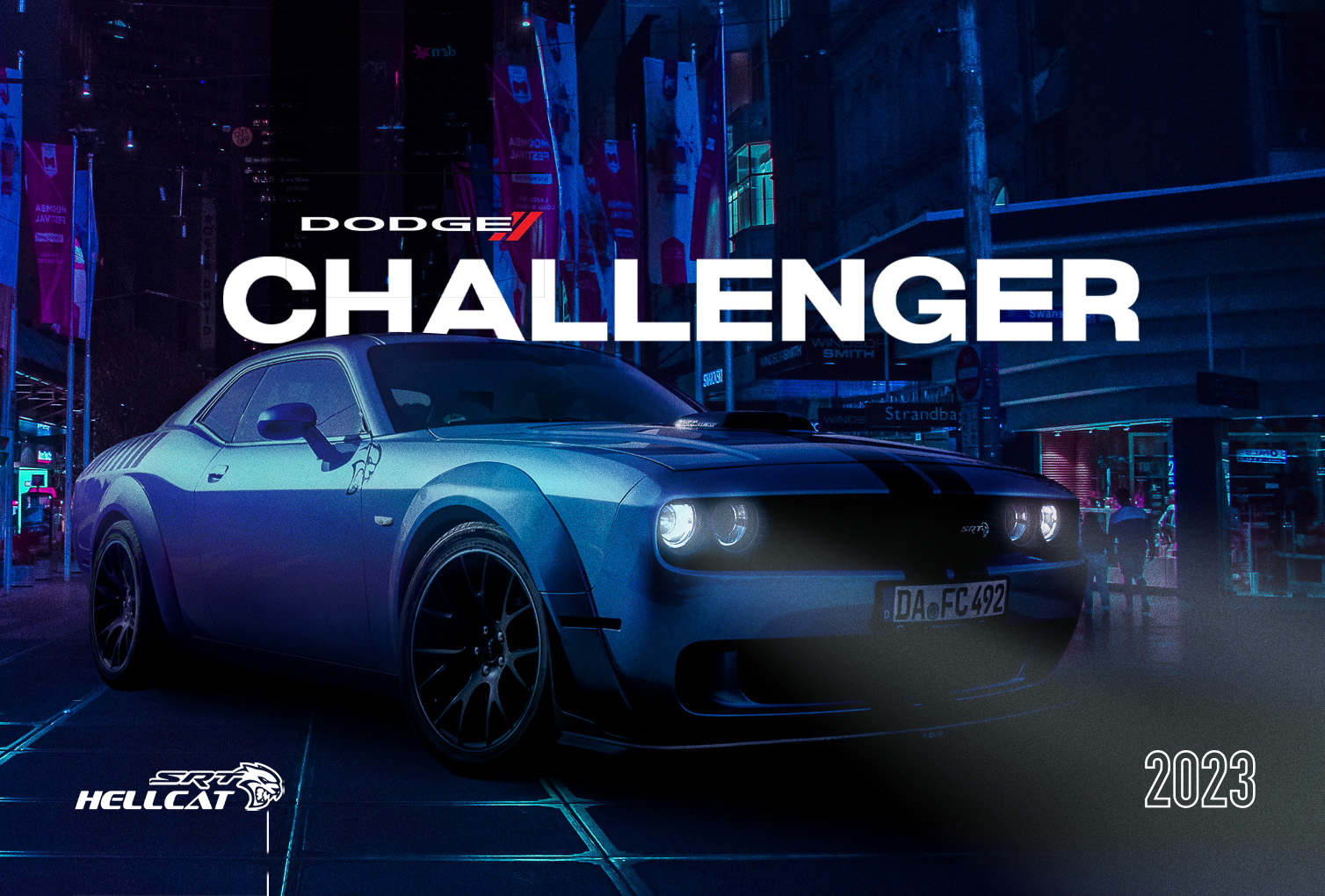 Back in 2018 I bought the first AWD challenger. Created this photo composite to have some design fun with my favorite car. Made with Photoshop,  Illustrator, and Lightroom.