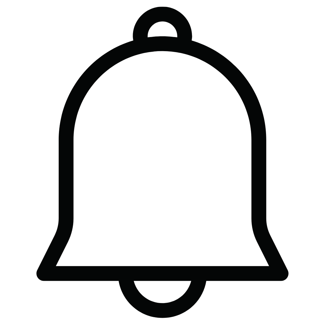 Black outline of a bell icon against a transparent background.