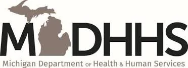 Michigan Department of Health & Human Services (MDHHS) logo with Michigan map icon
