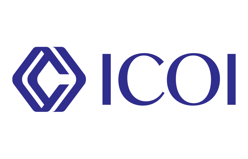 Logo of ICOI with geometric icon and the letters ICOI in blue.