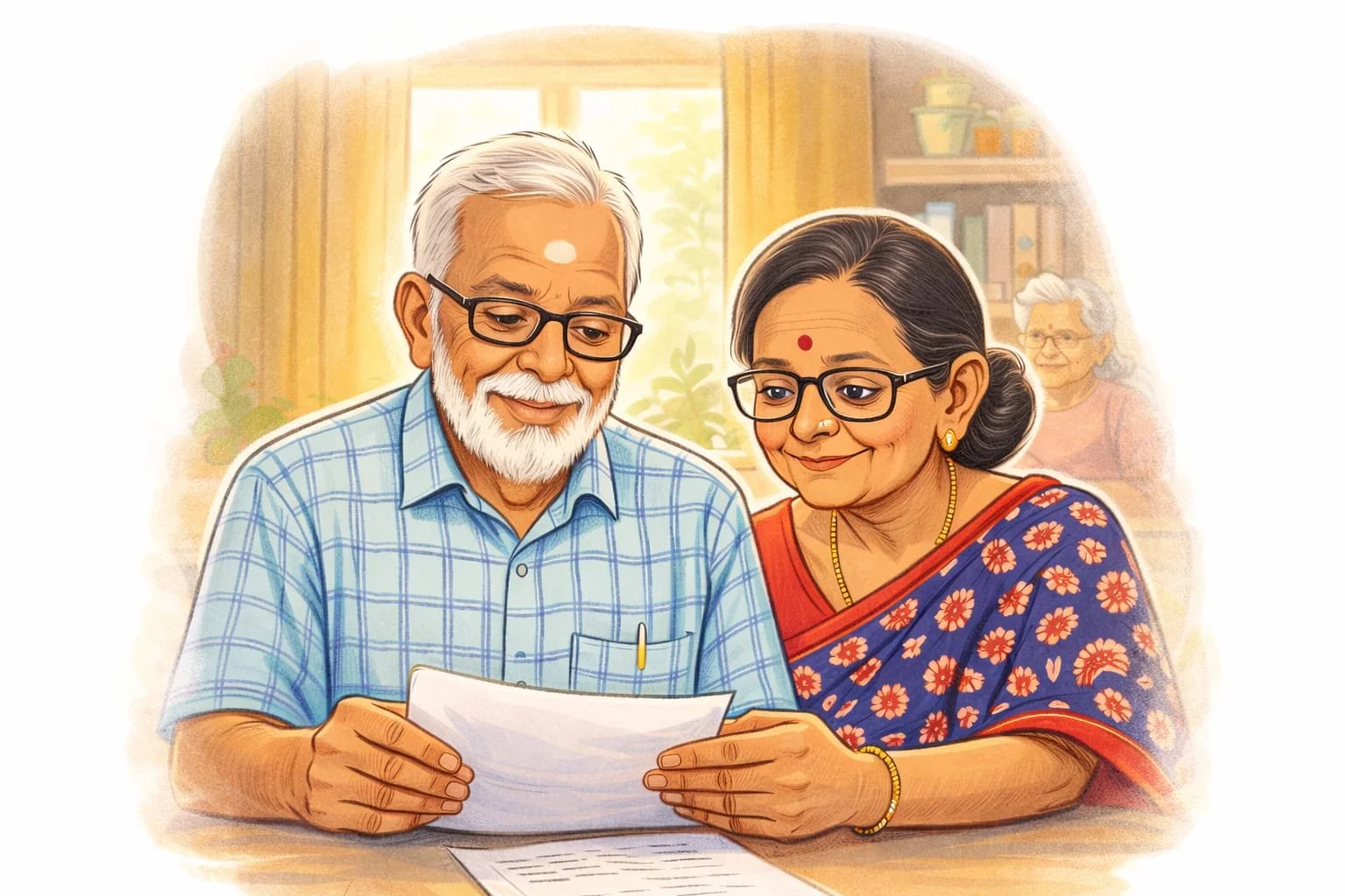 An elderly couple carefully reviewing important documents together at home, reflecting clarity, reassurance, and the need for trustworthy support in understanding rights and decisions.